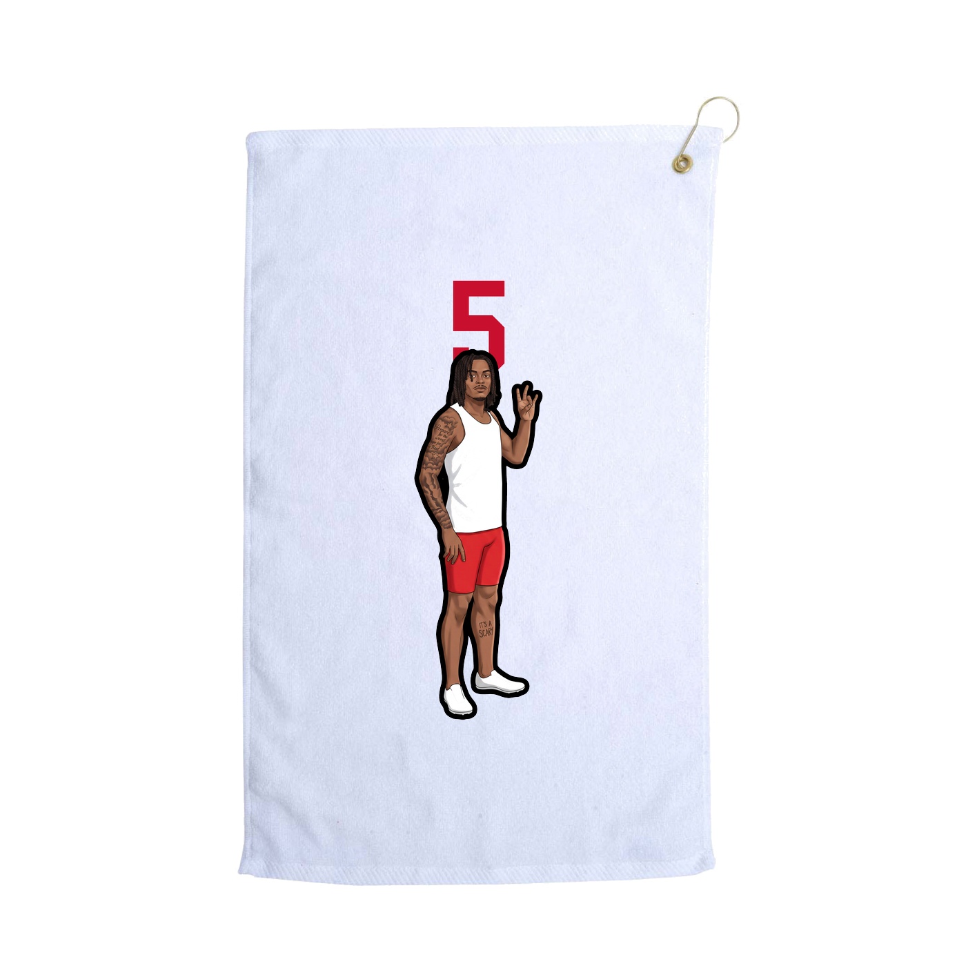 Golf Towel — Number Top in White