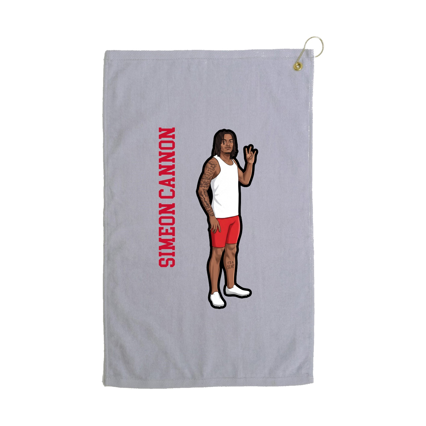 Golf Towel — Name Vertical in Grey