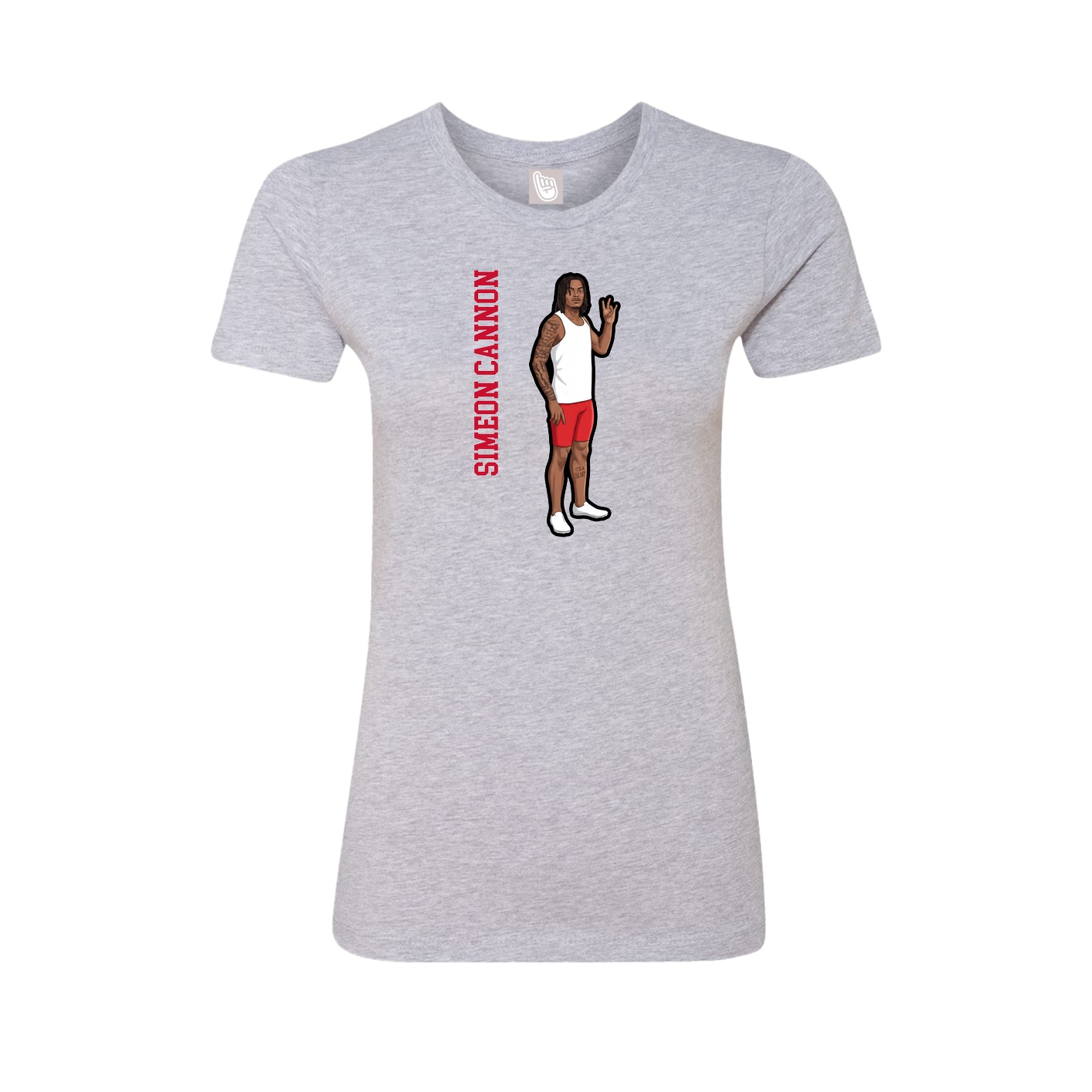 Fitted Women's Tee — Name Vertical in Grey