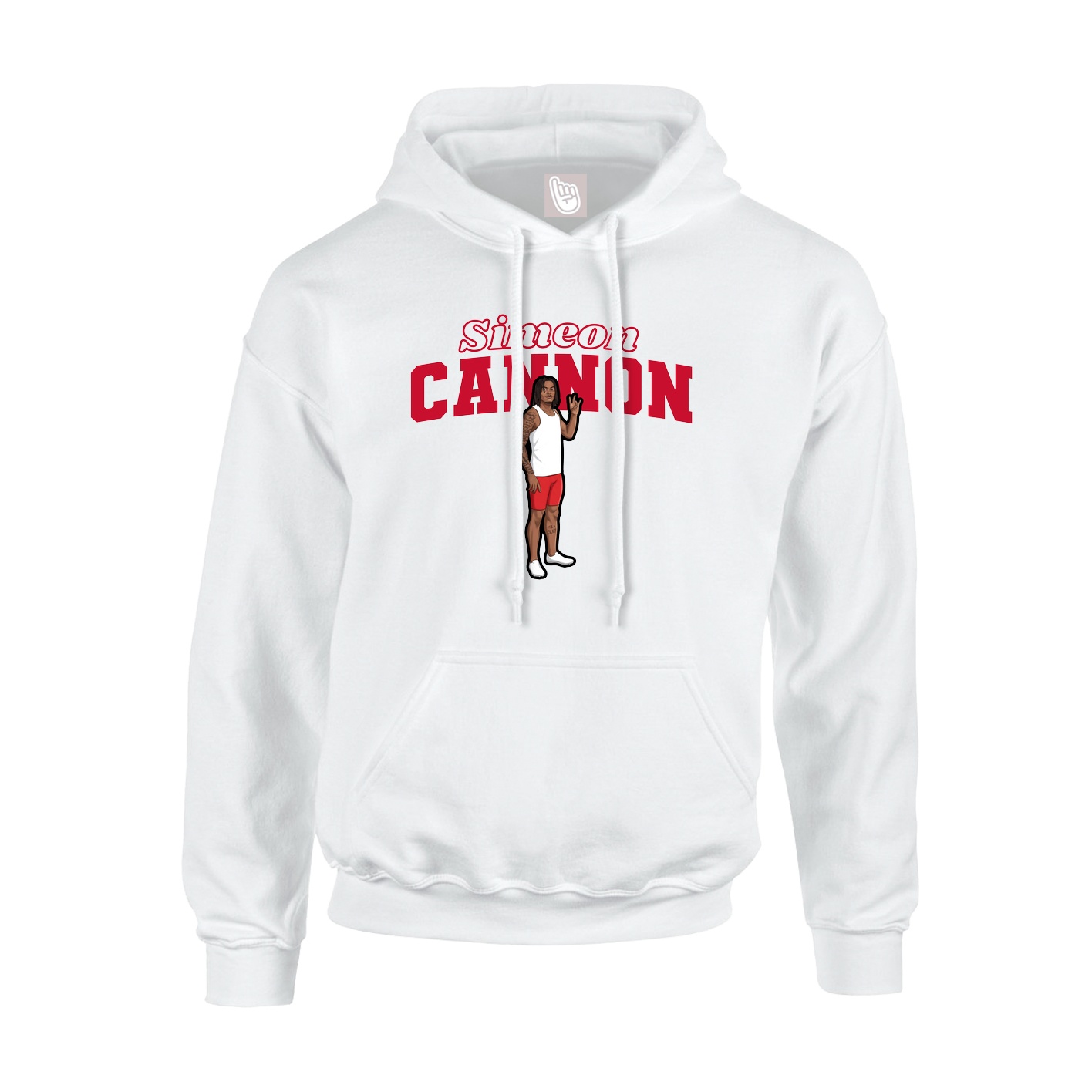 Youth Hoodie — Name Arch in White
