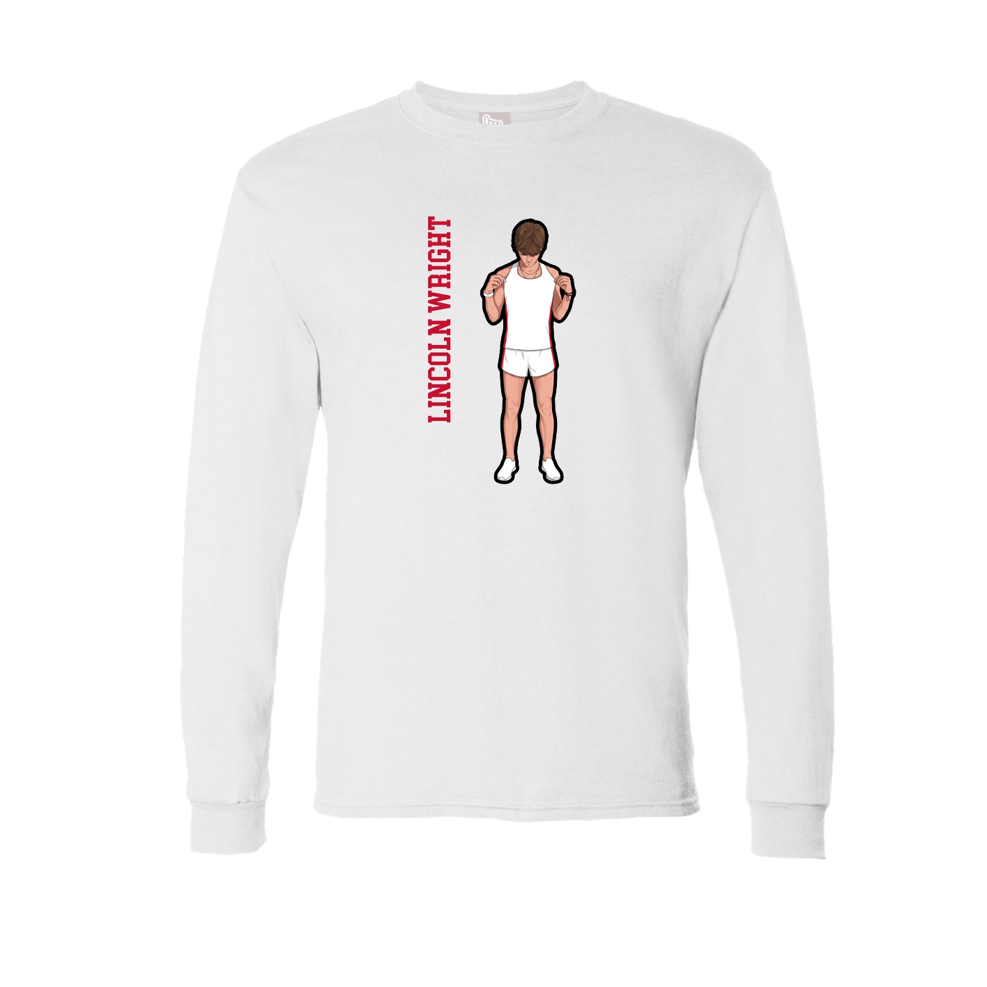 Long Sleeve Tee — Name Vertical in White