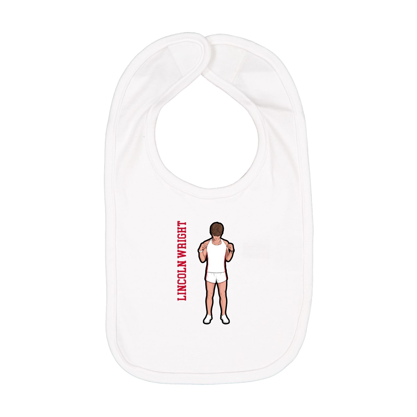 Infant Bib — Name Vertical in White
