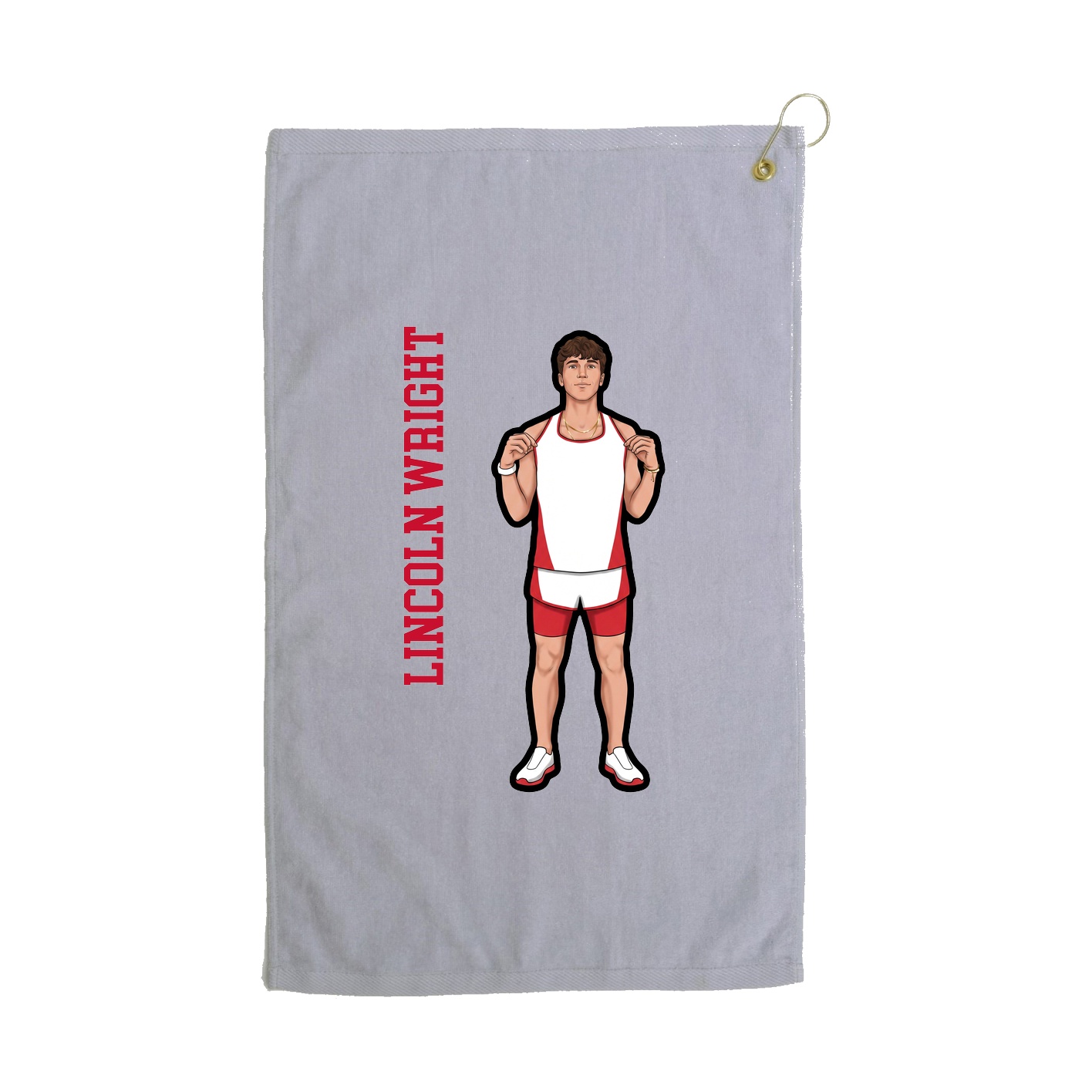 Golf Towel — Name Vertical in Grey