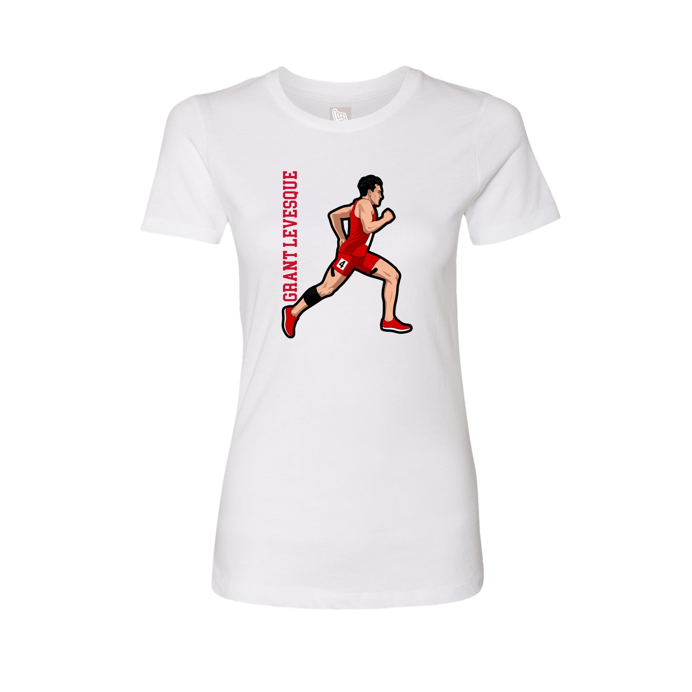 Fitted Women's Tee — Name Vertical in White