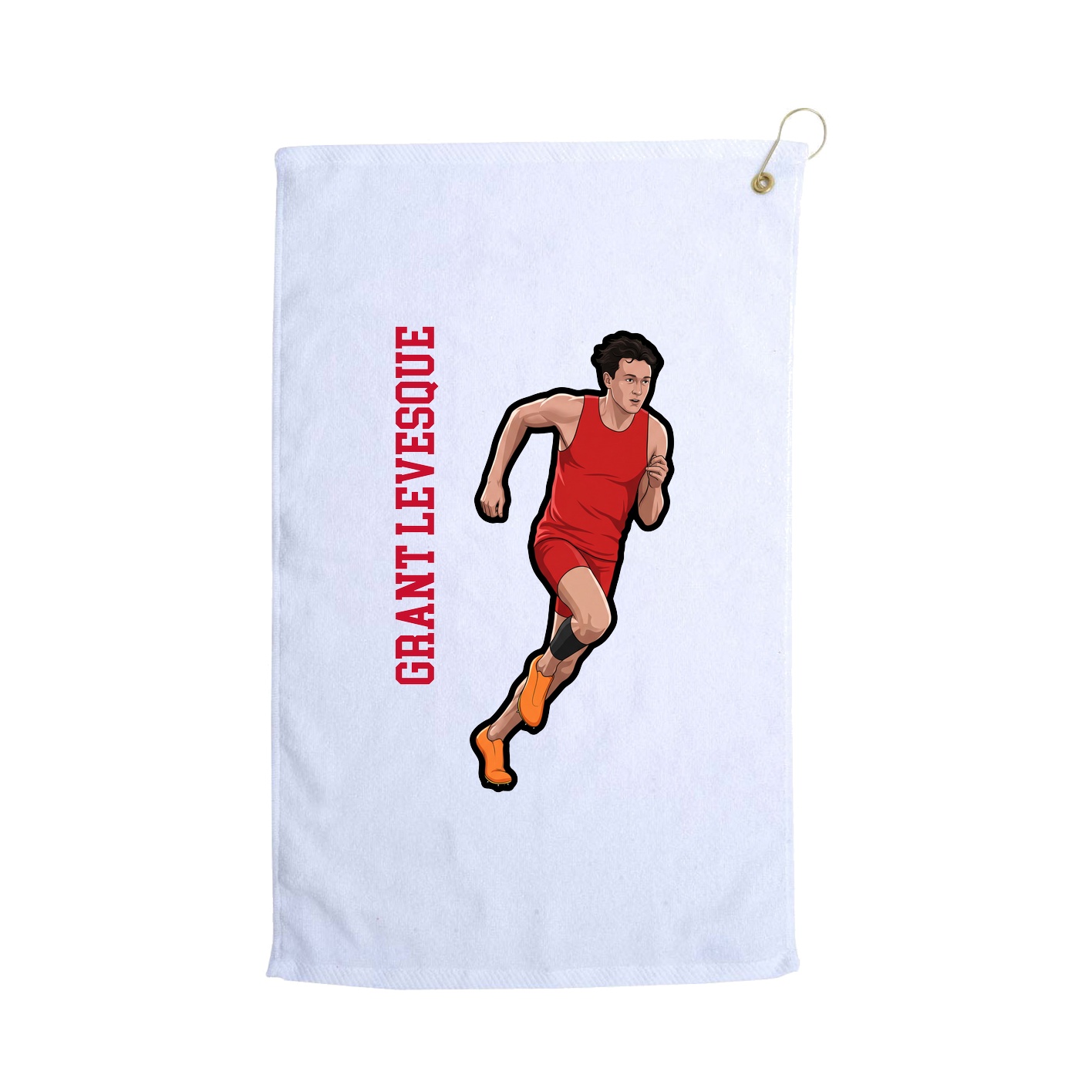 Golf Towel — Name Vertical in White