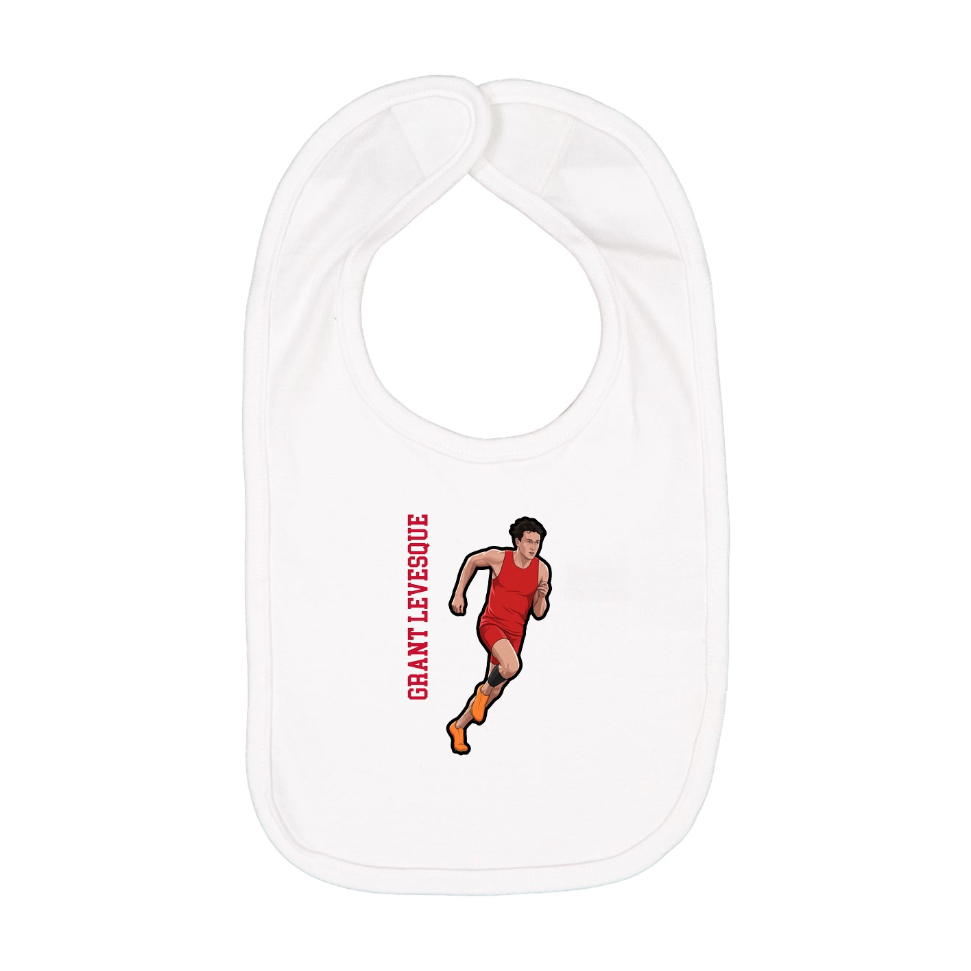 Infant Bib — Name Vertical in White