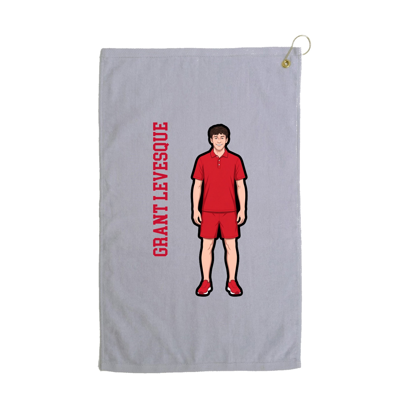Golf Towel — Name Vertical in Grey