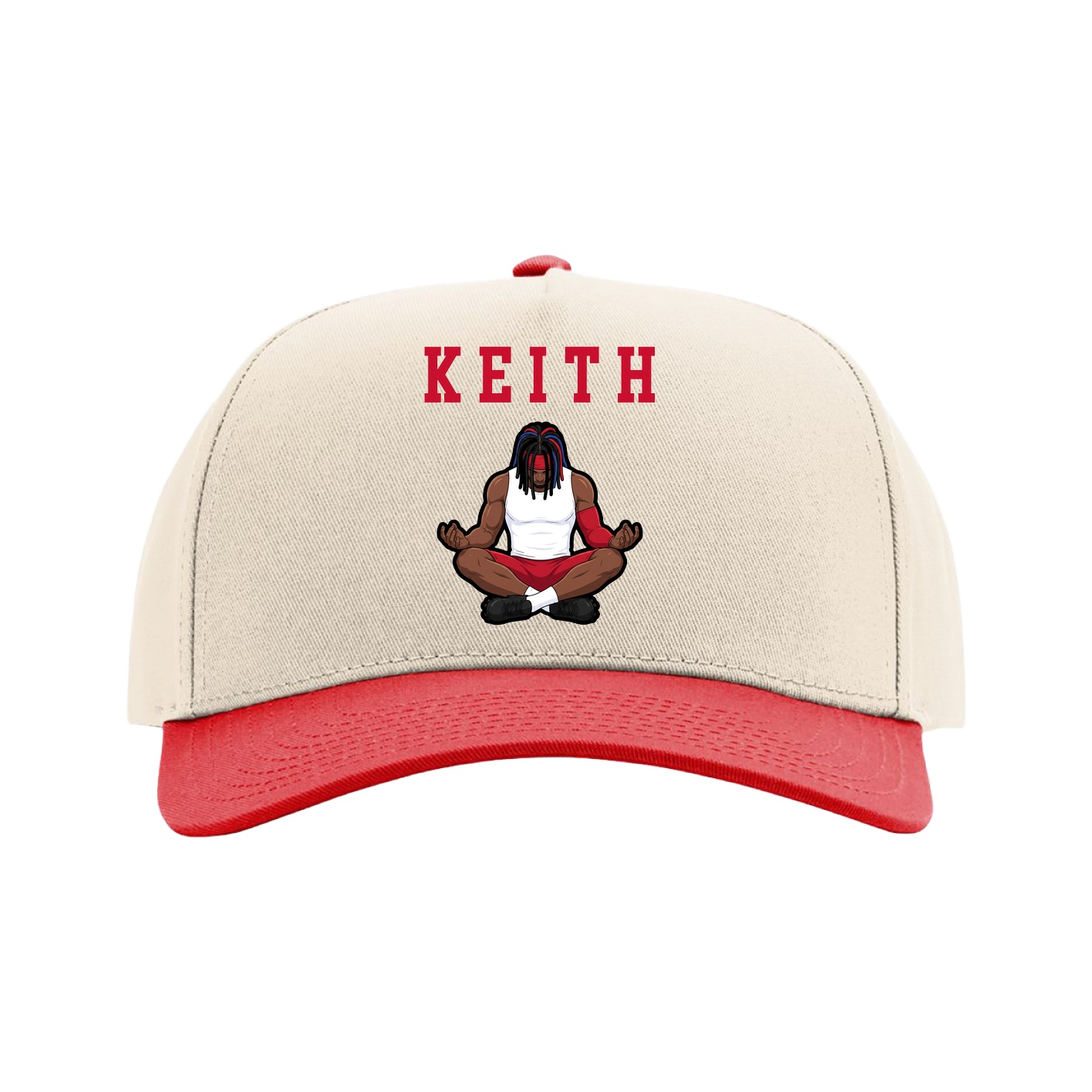 Full Fabric Five-Panel Champ Cap — Shirsey in Cream/Red