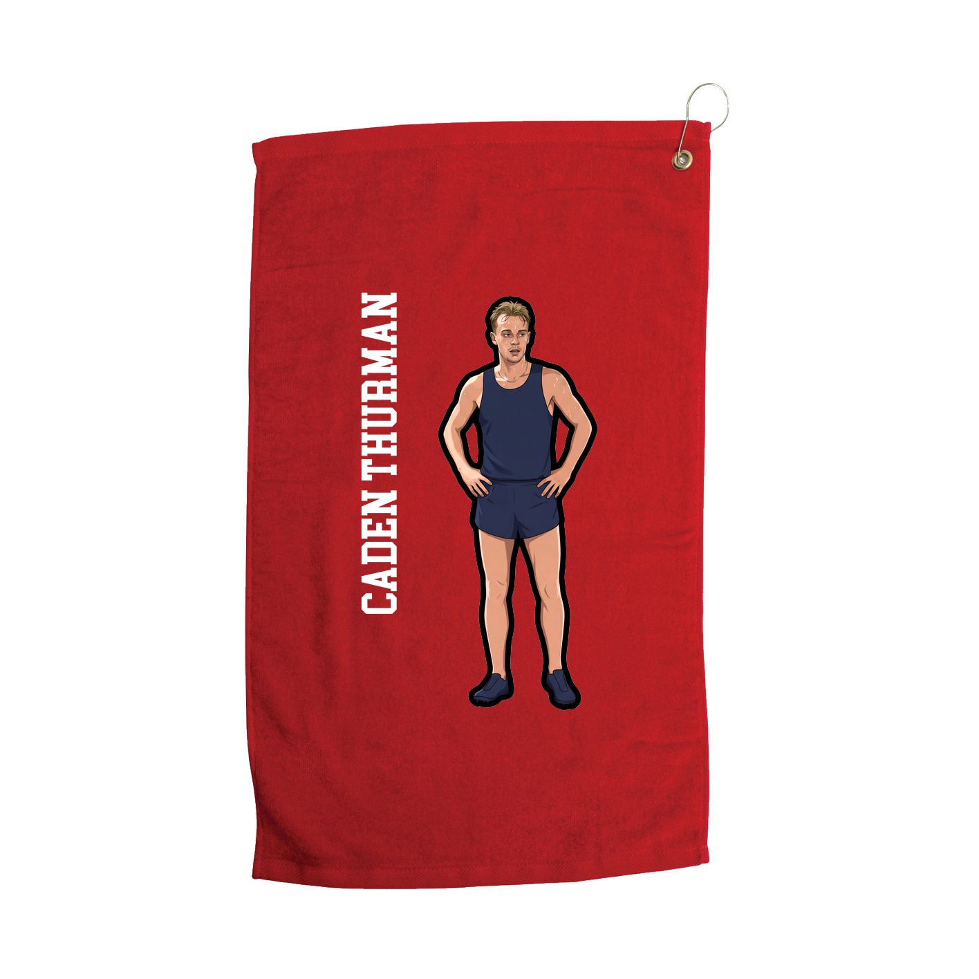 Golf Towel — Name Vertical in Red