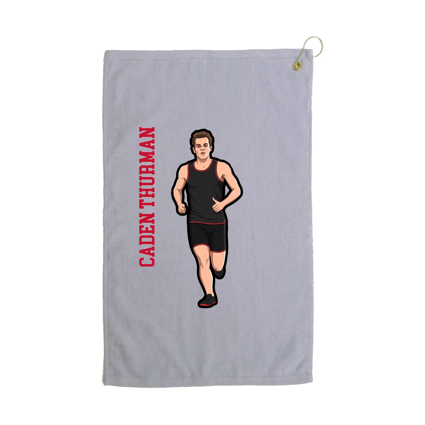 Golf Towel — Name Vertical in Grey