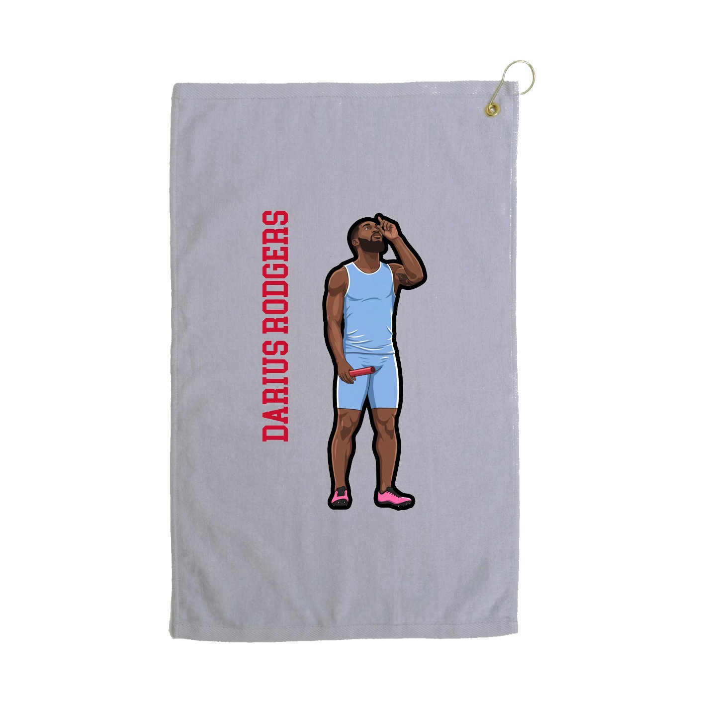 Golf Towel — Name Vertical in Grey