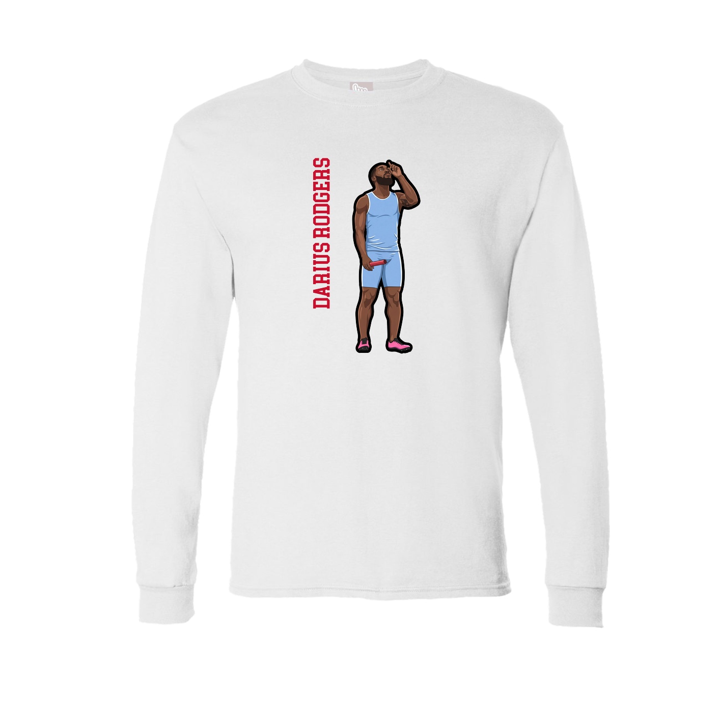Long Sleeve Tee — Name Vertical in White