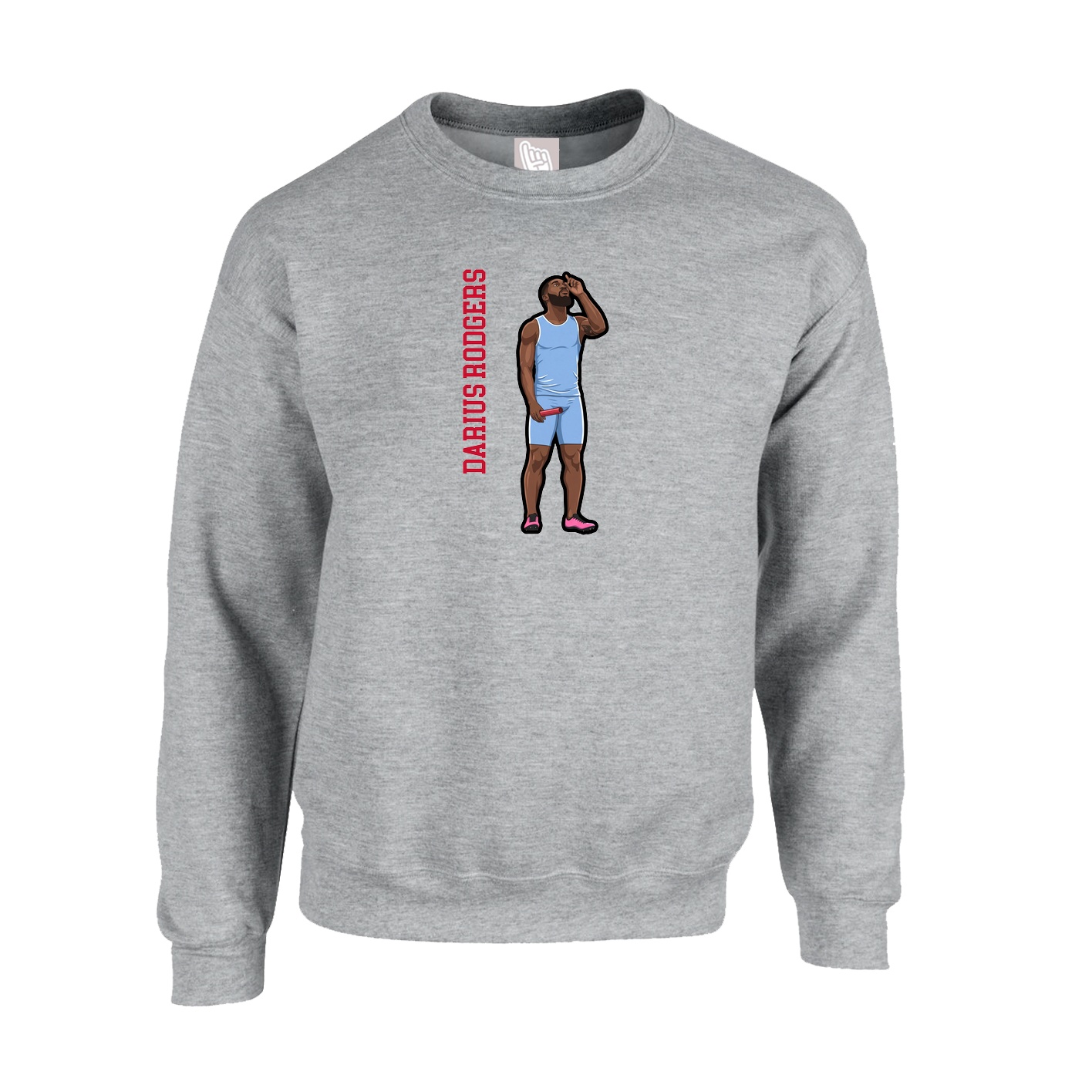 Fleece Crew — Name Vertical in Grey