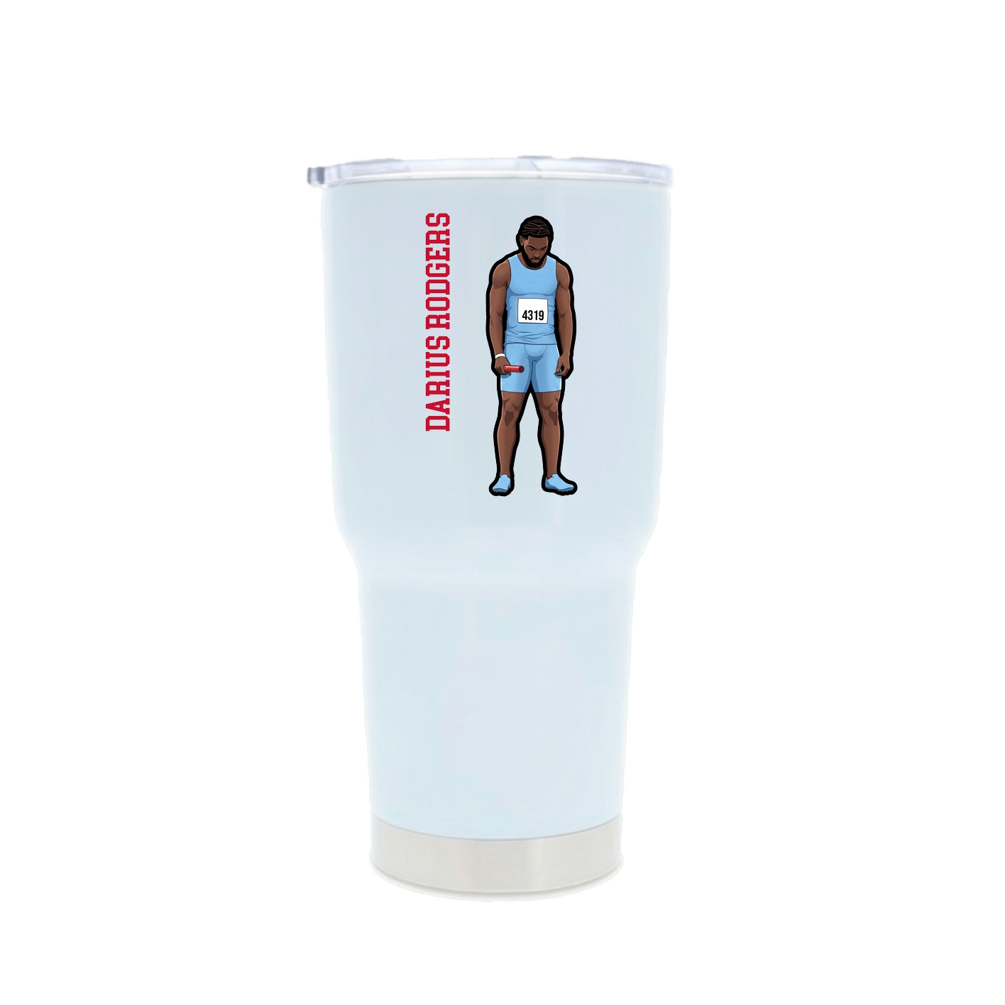 30oz Stainless Steel Tumbler — Name Vertical in White