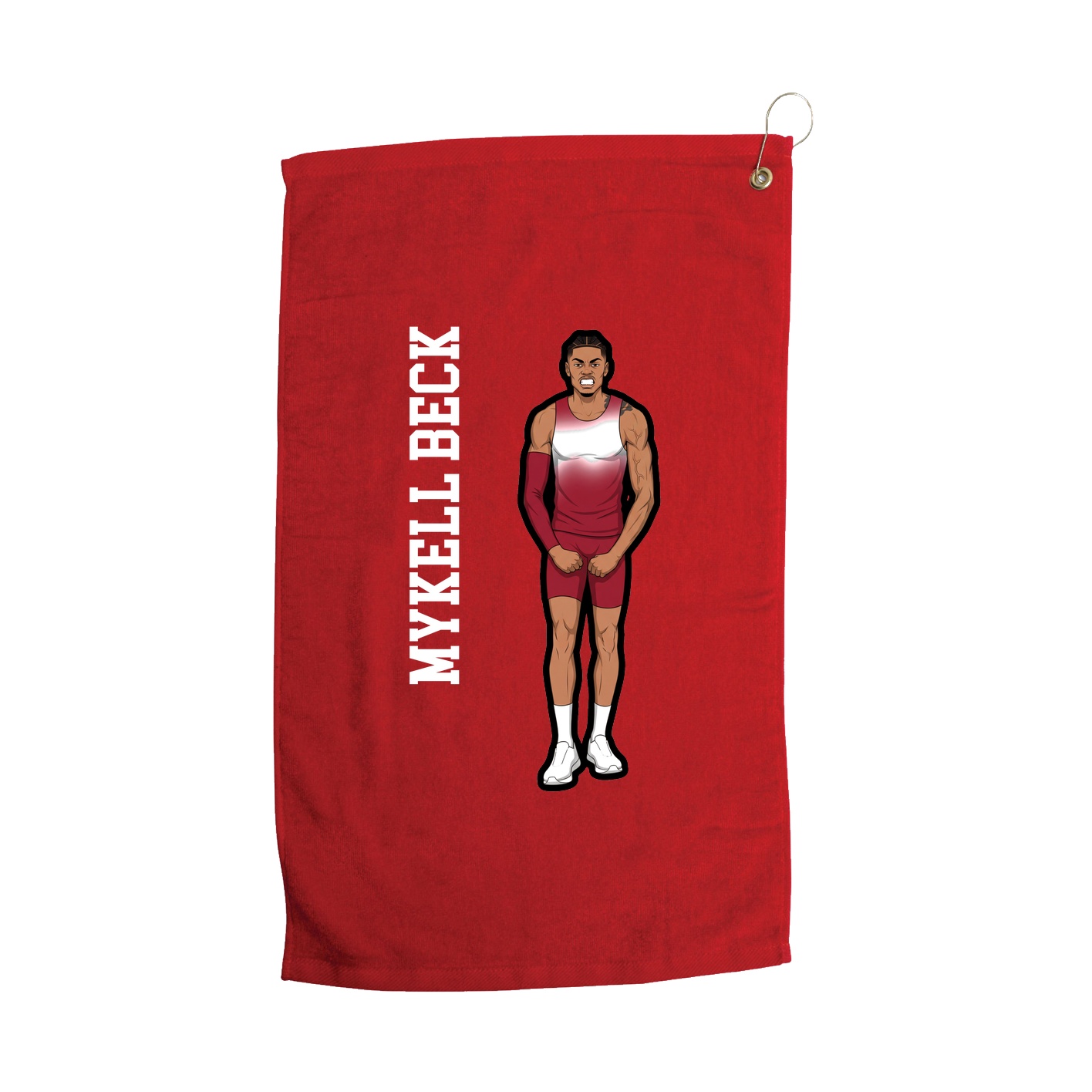 Golf Towel — Name Vertical in Red