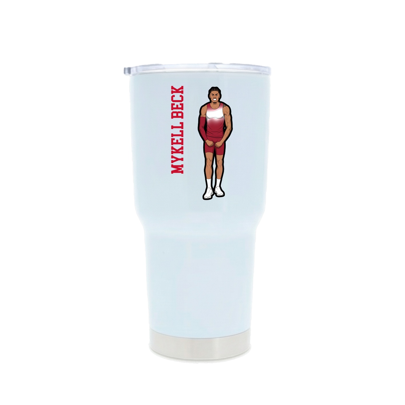 30oz Stainless Steel Tumbler — Name Vertical in White
