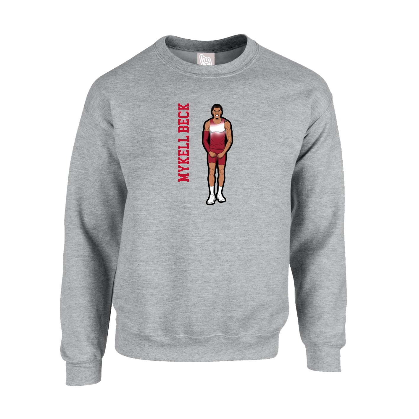 Fleece Crew — Name Vertical in Grey
