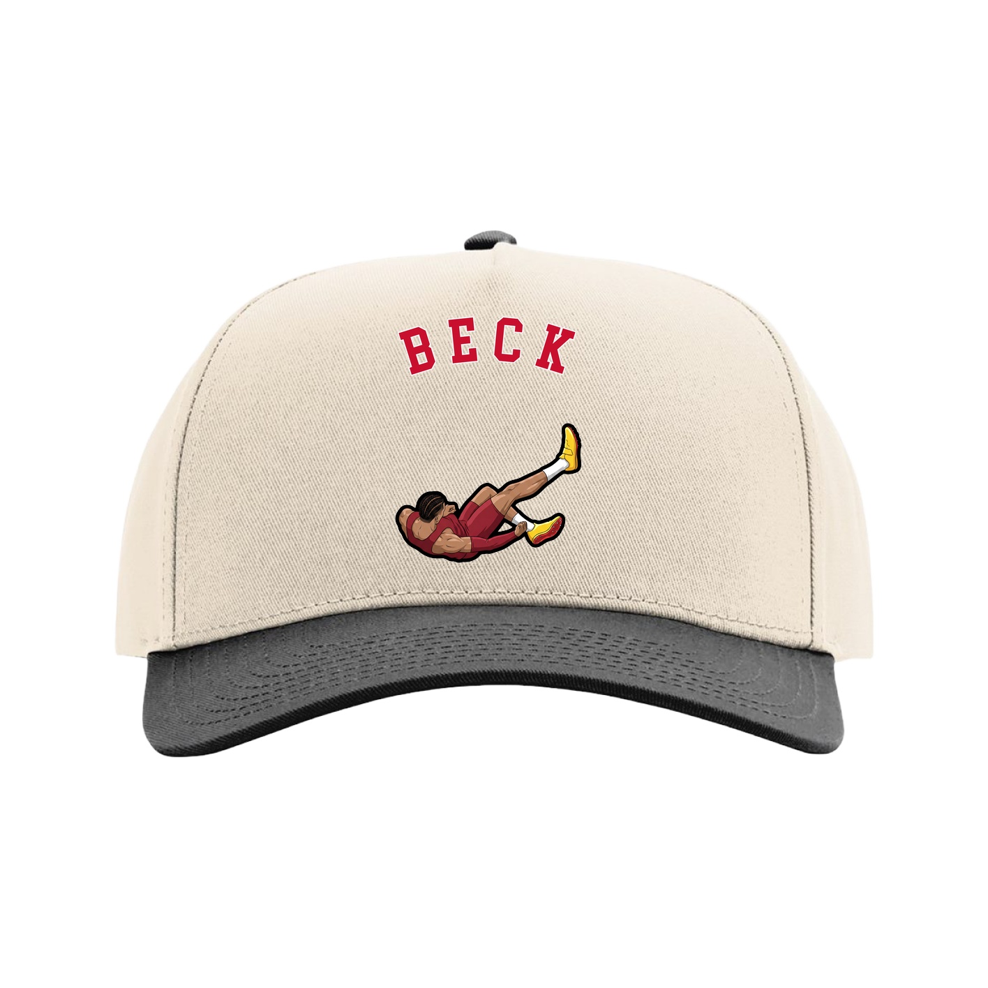 Full Fabric Five-Panel Champ Cap — Shirsey Arch in Cream/Black