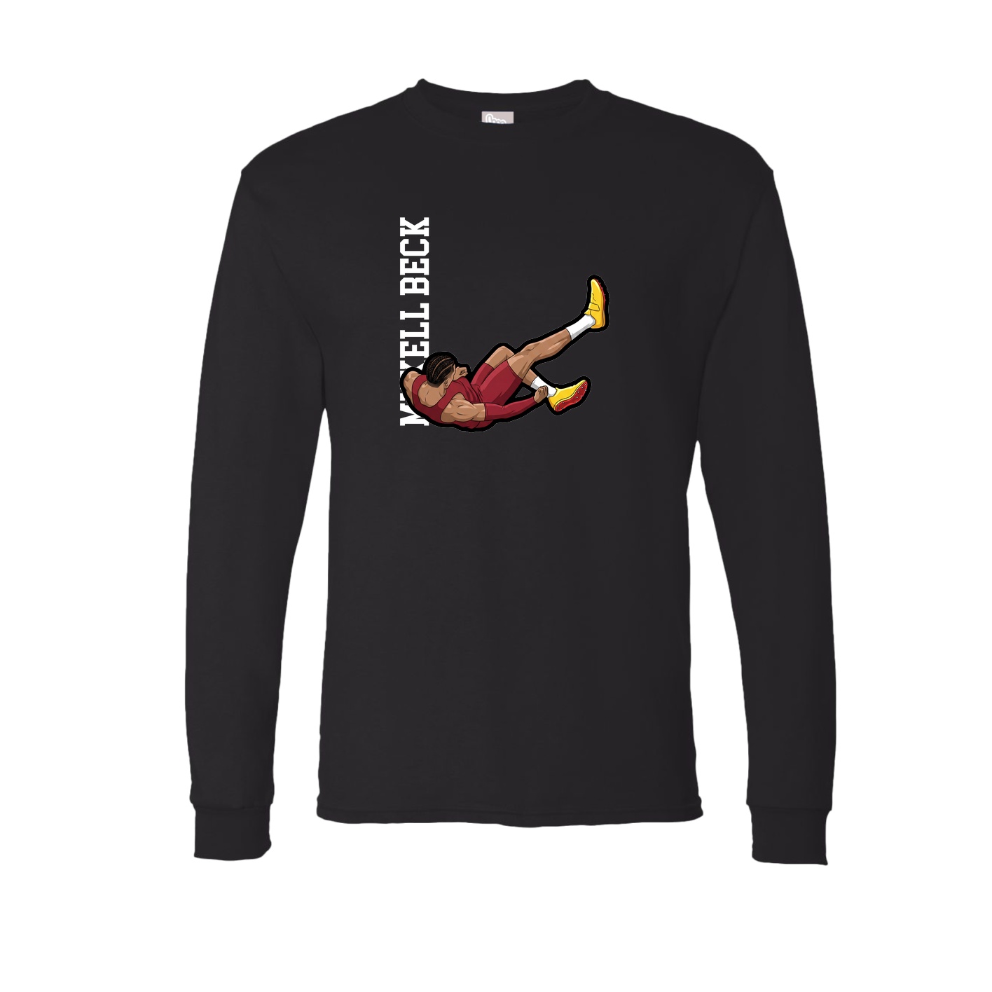 Long Sleeve Tee — Name Vertical in Black