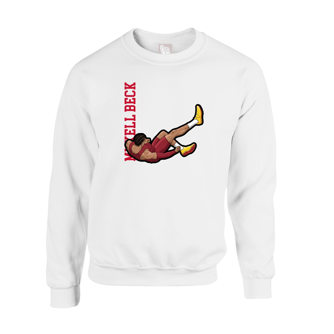 Fleece Crew — Name Vertical in White