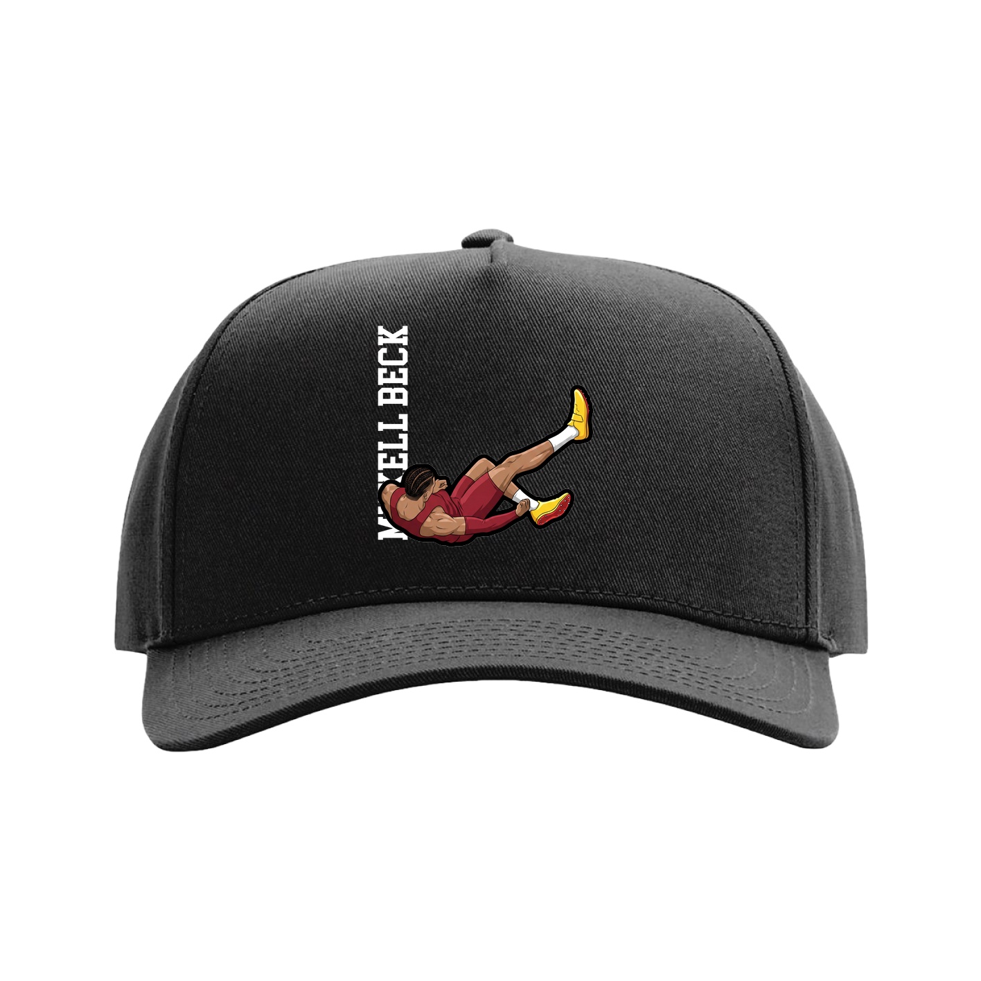 Full Fabric Five-Panel Champ Cap — Name Vertical in Black