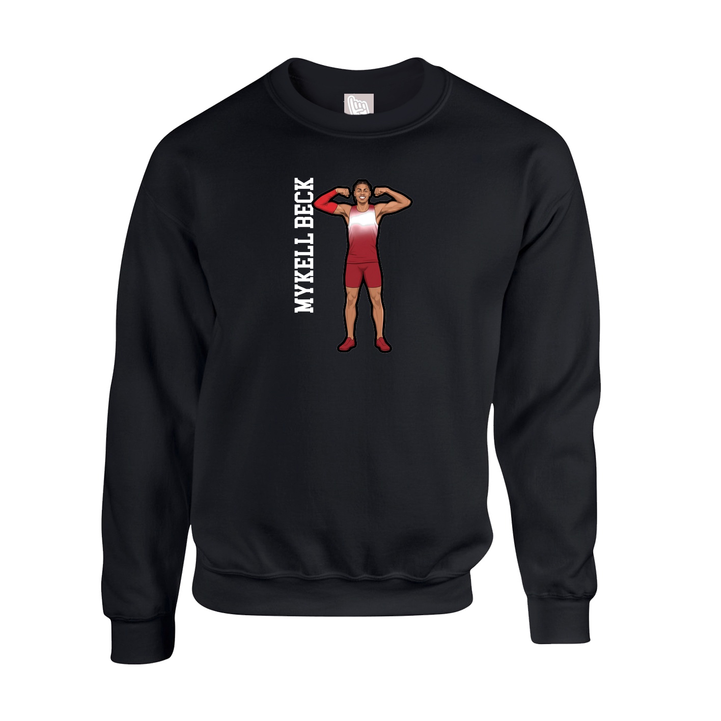 Fleece Crew — Name Vertical in Black