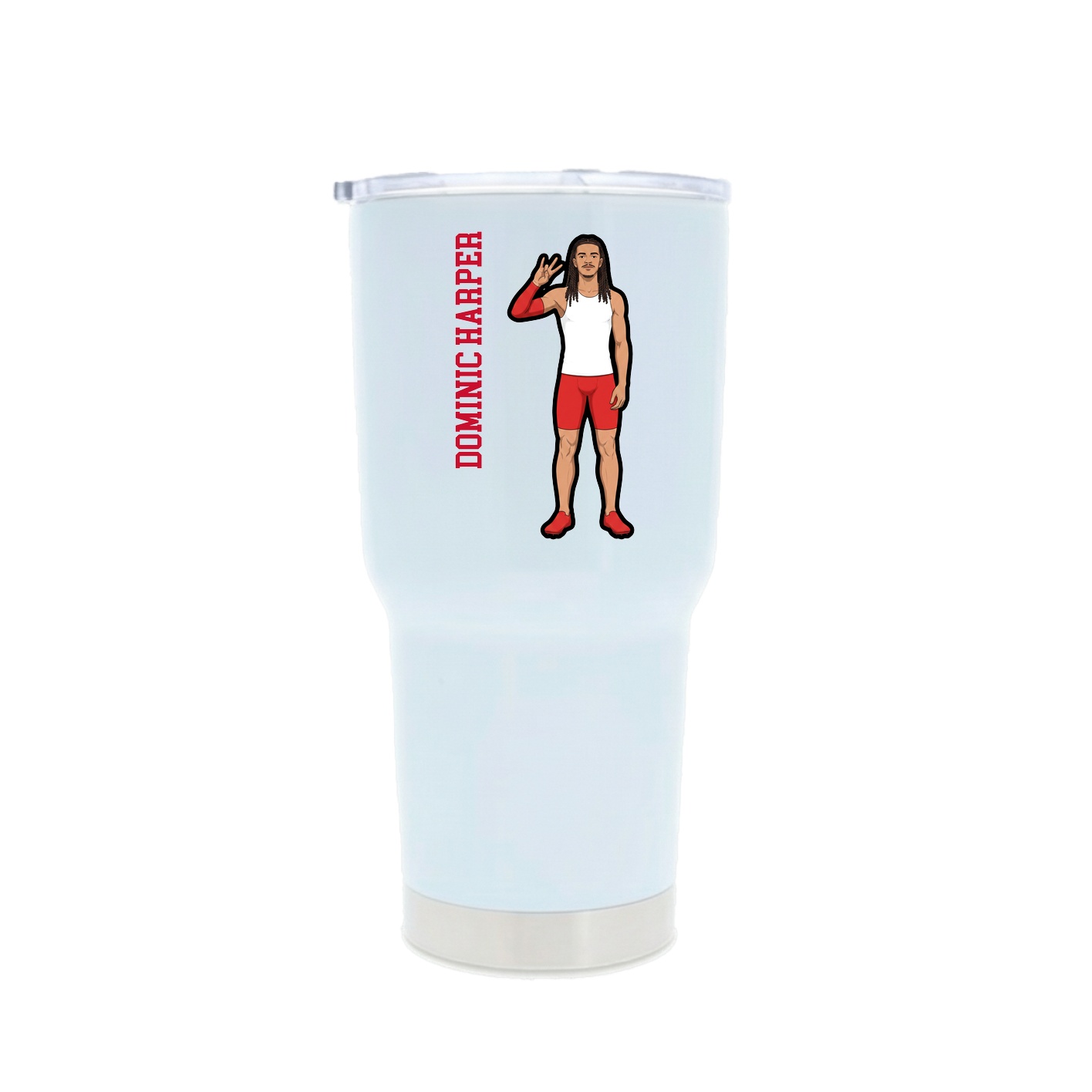 30oz Stainless Steel Tumbler — Name Vertical in White