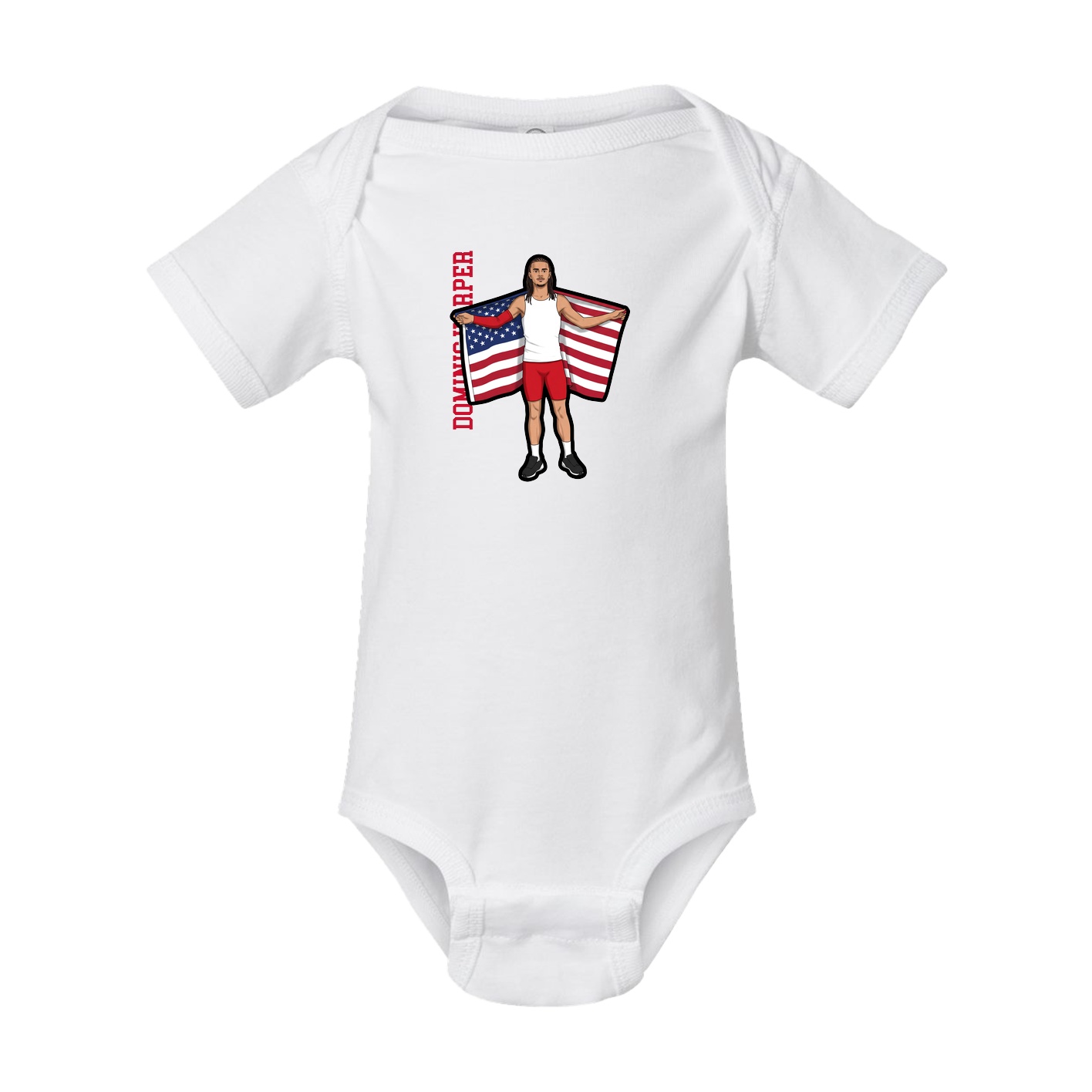 Baby Onesie — Name Vertical in White