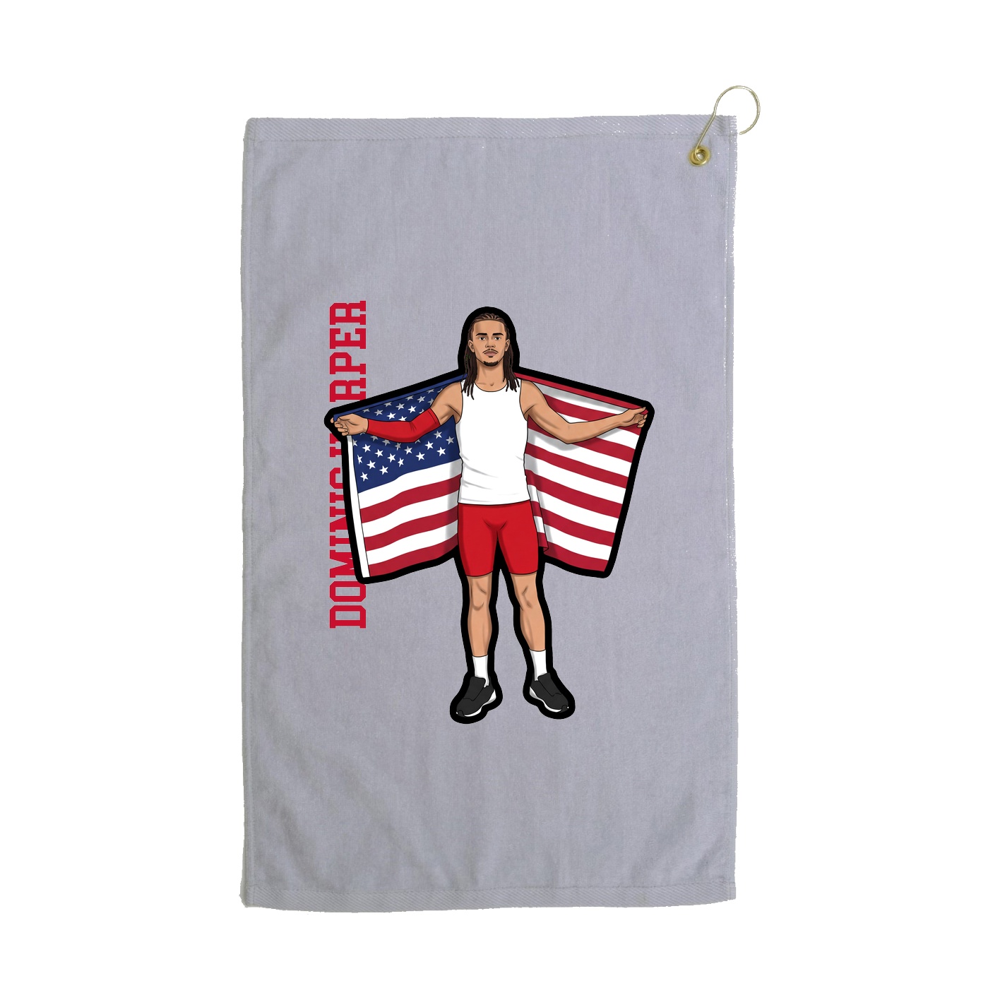 Golf Towel — Name Vertical in Grey
