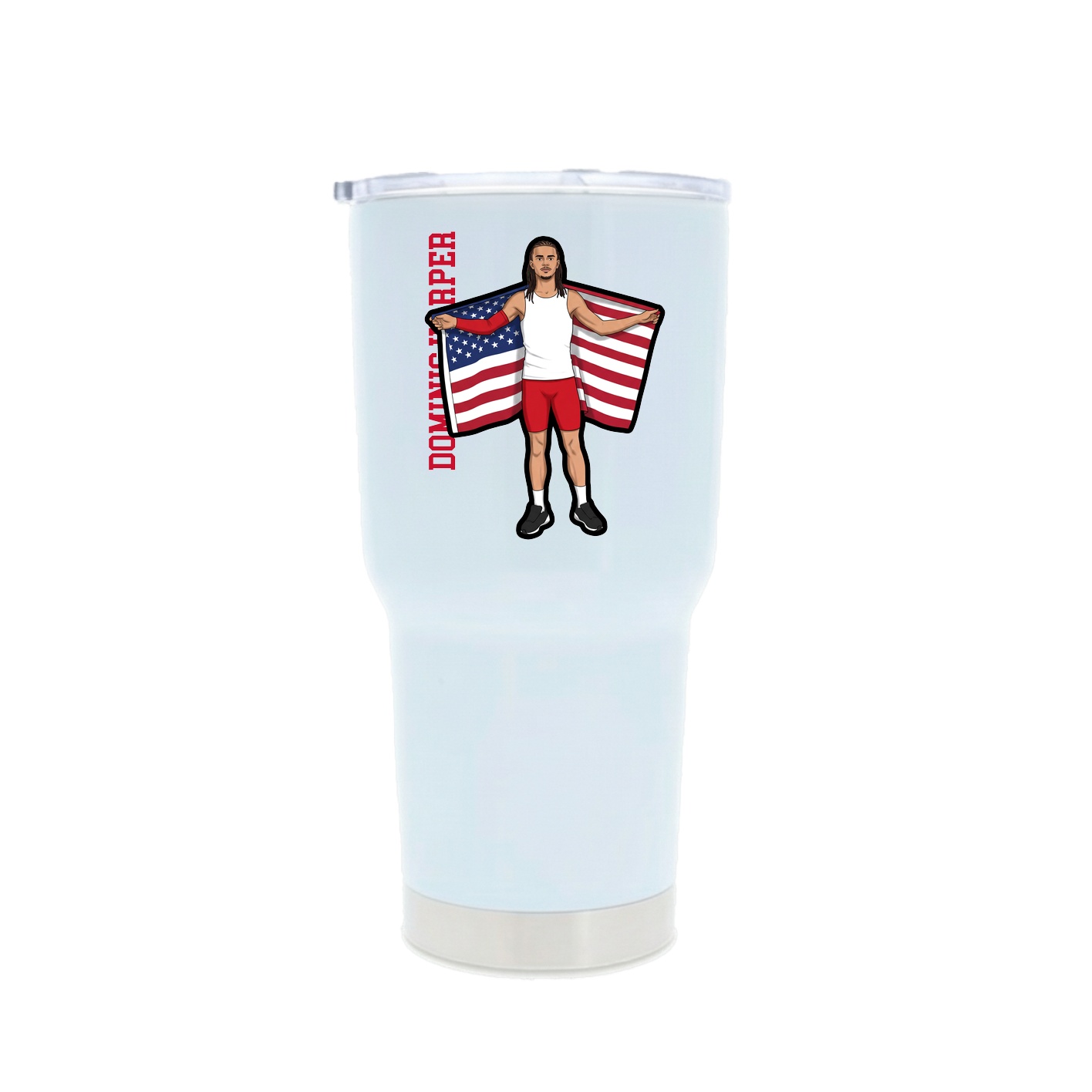 30oz Stainless Steel Tumbler — Name Vertical in White