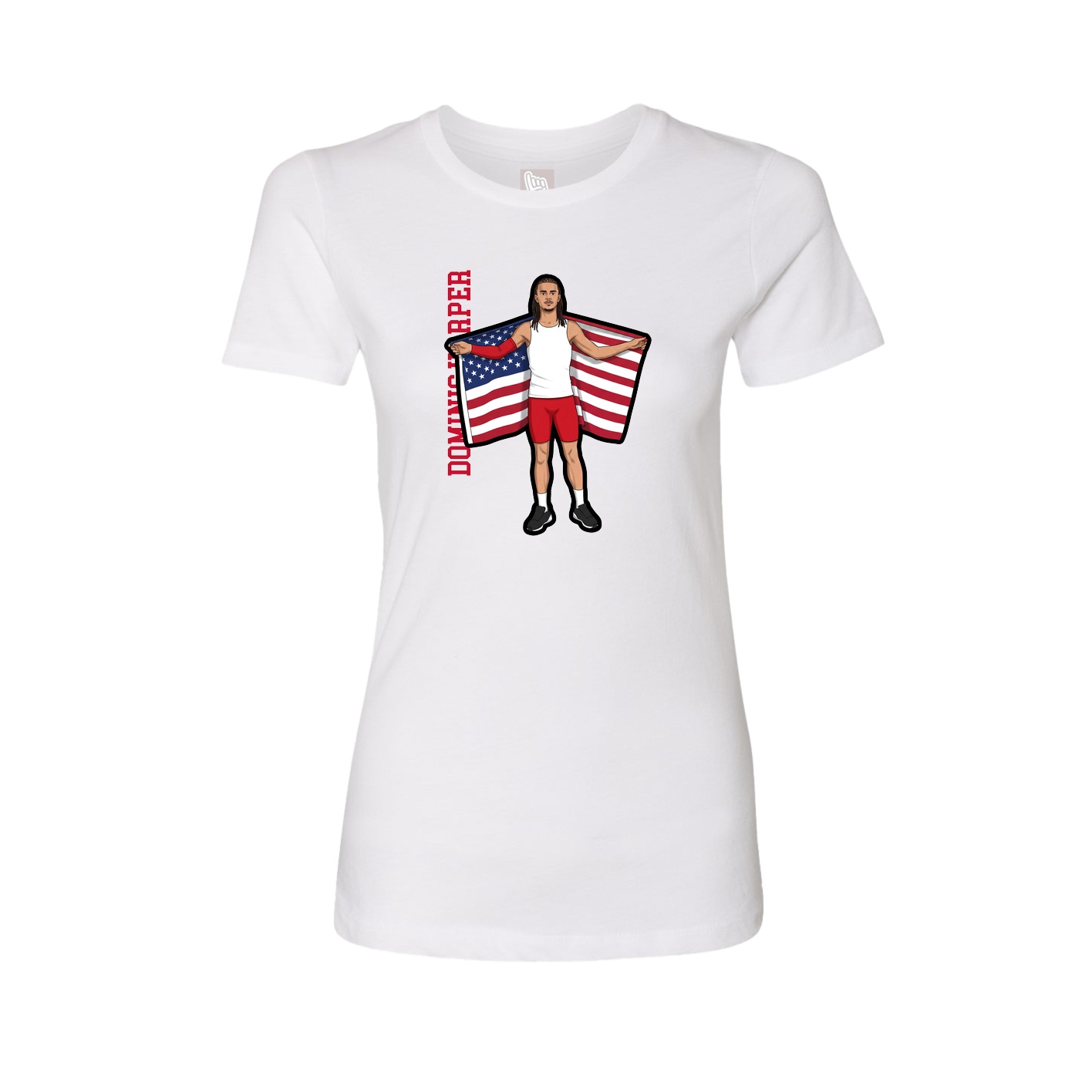 Womens Tee — Name Vertical in White