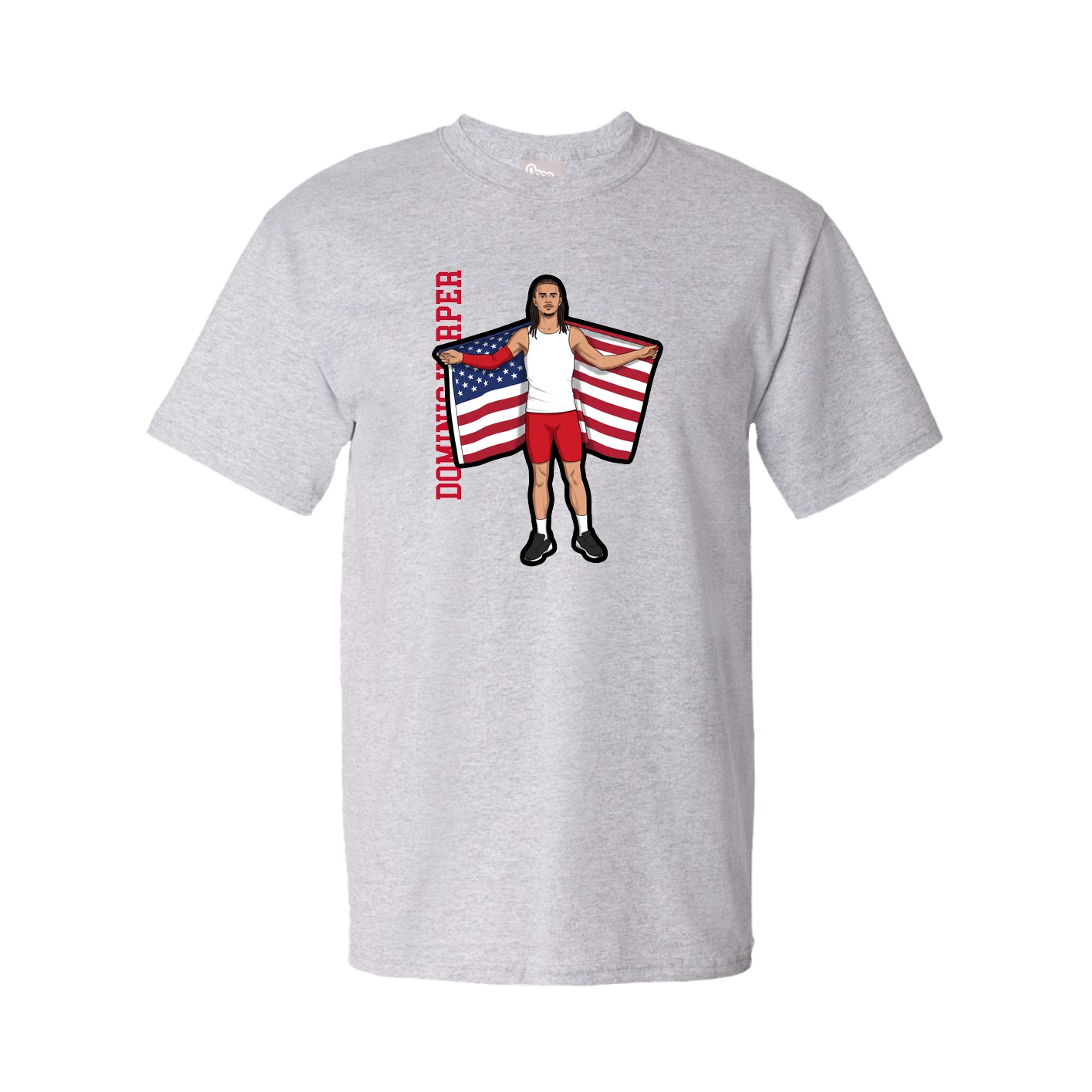 Youth Tee — Name Vertical in Grey