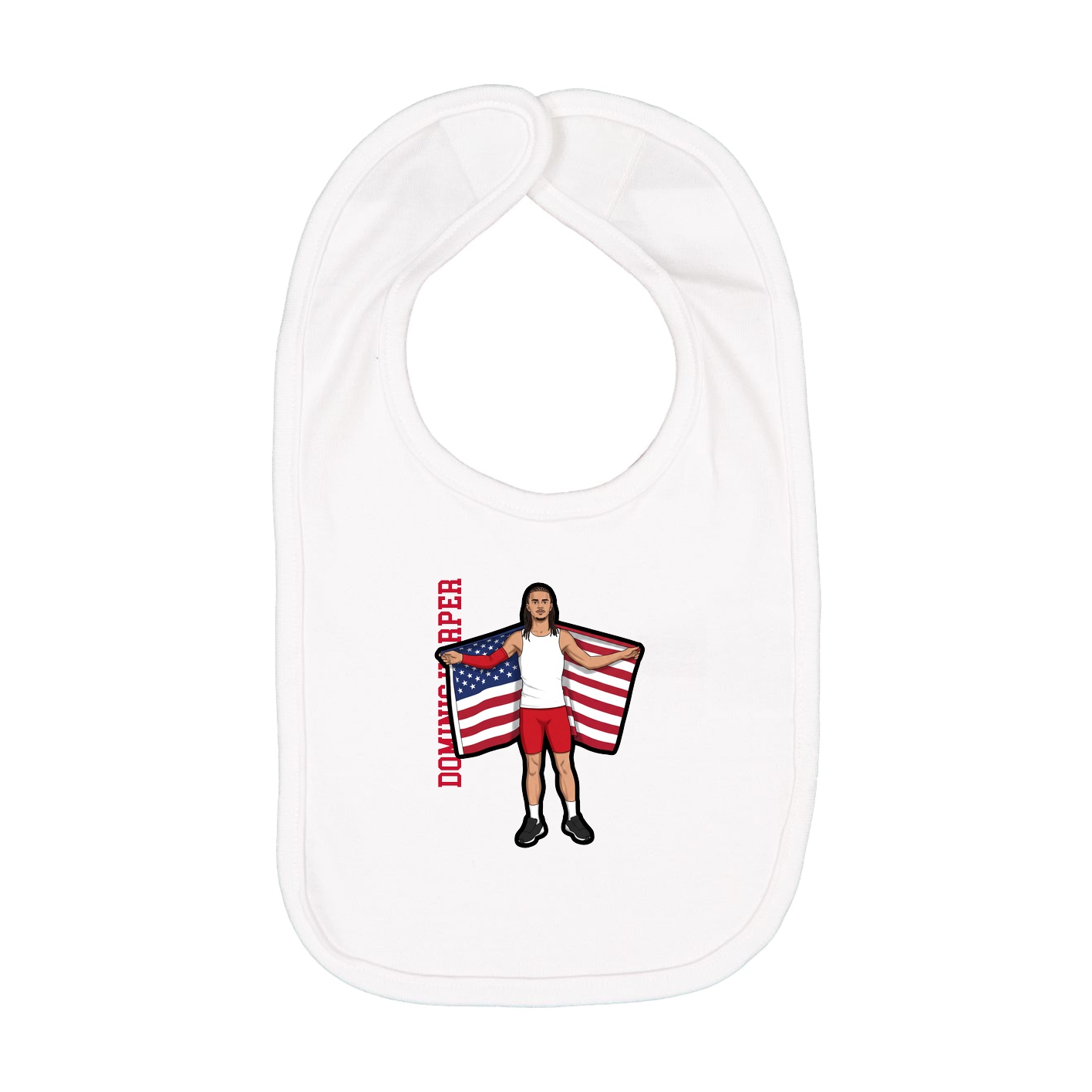 Infant Bib — Name Vertical in White