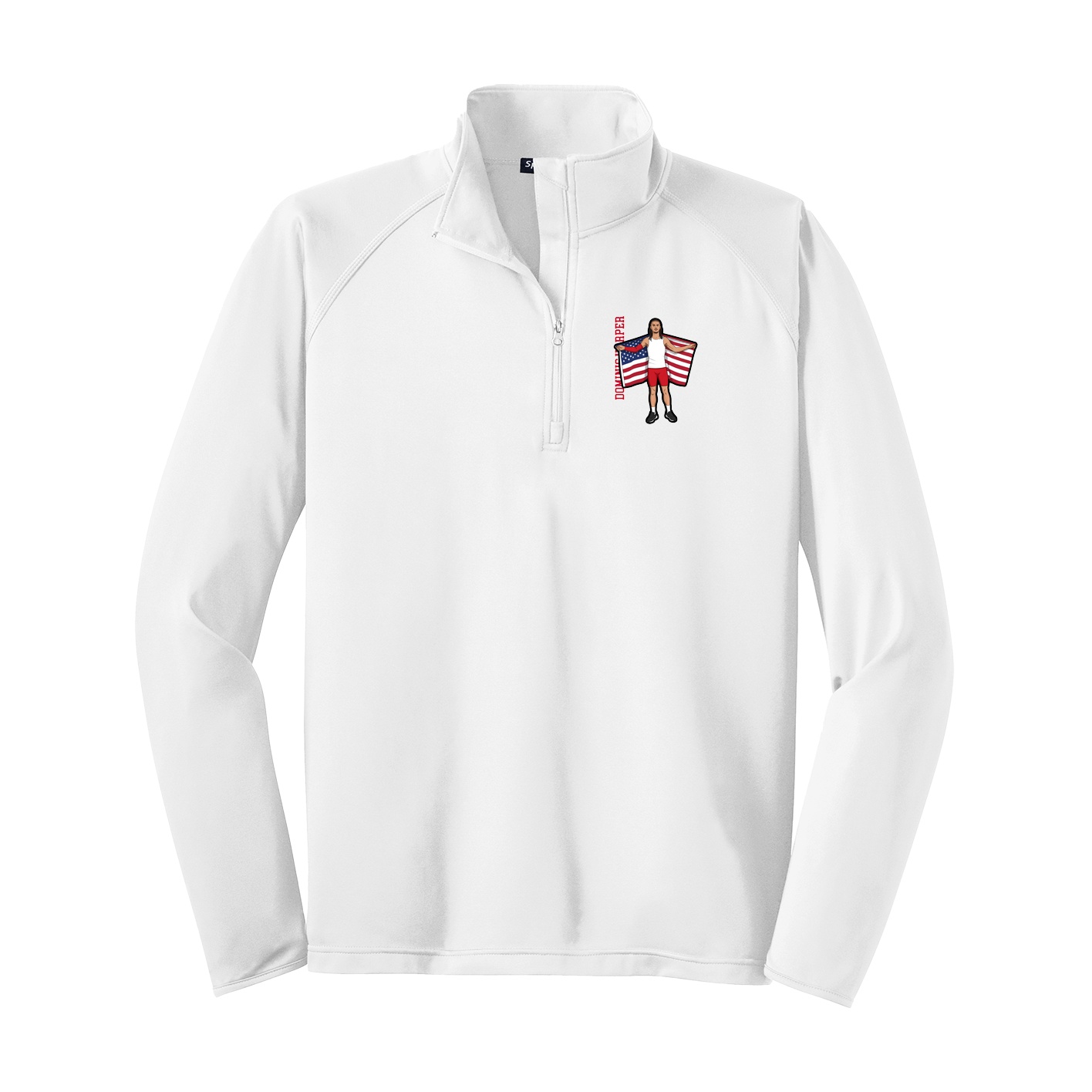 Q-Zip Pullover — Name Vertical in White