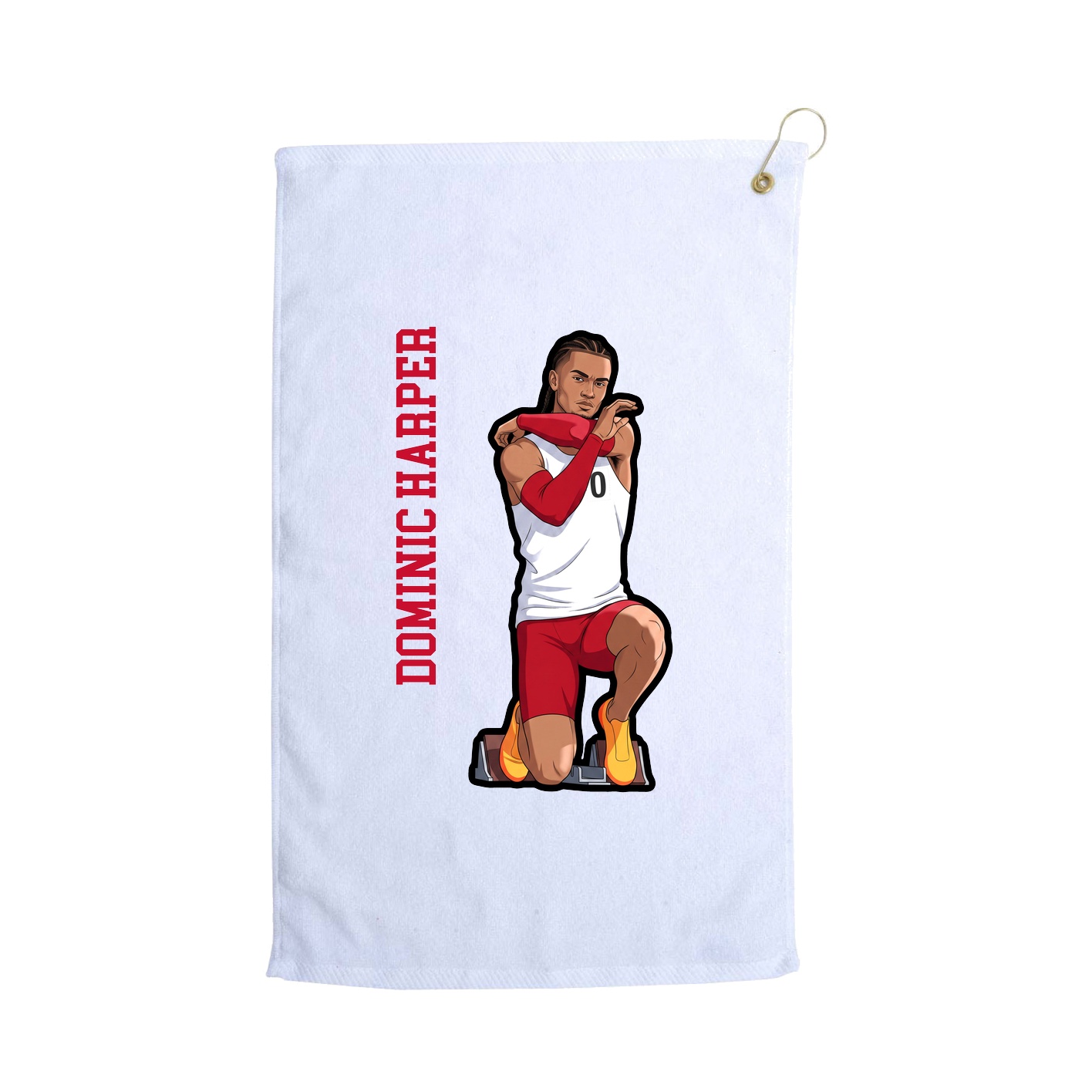 Golf Towel — Name Vertical in White