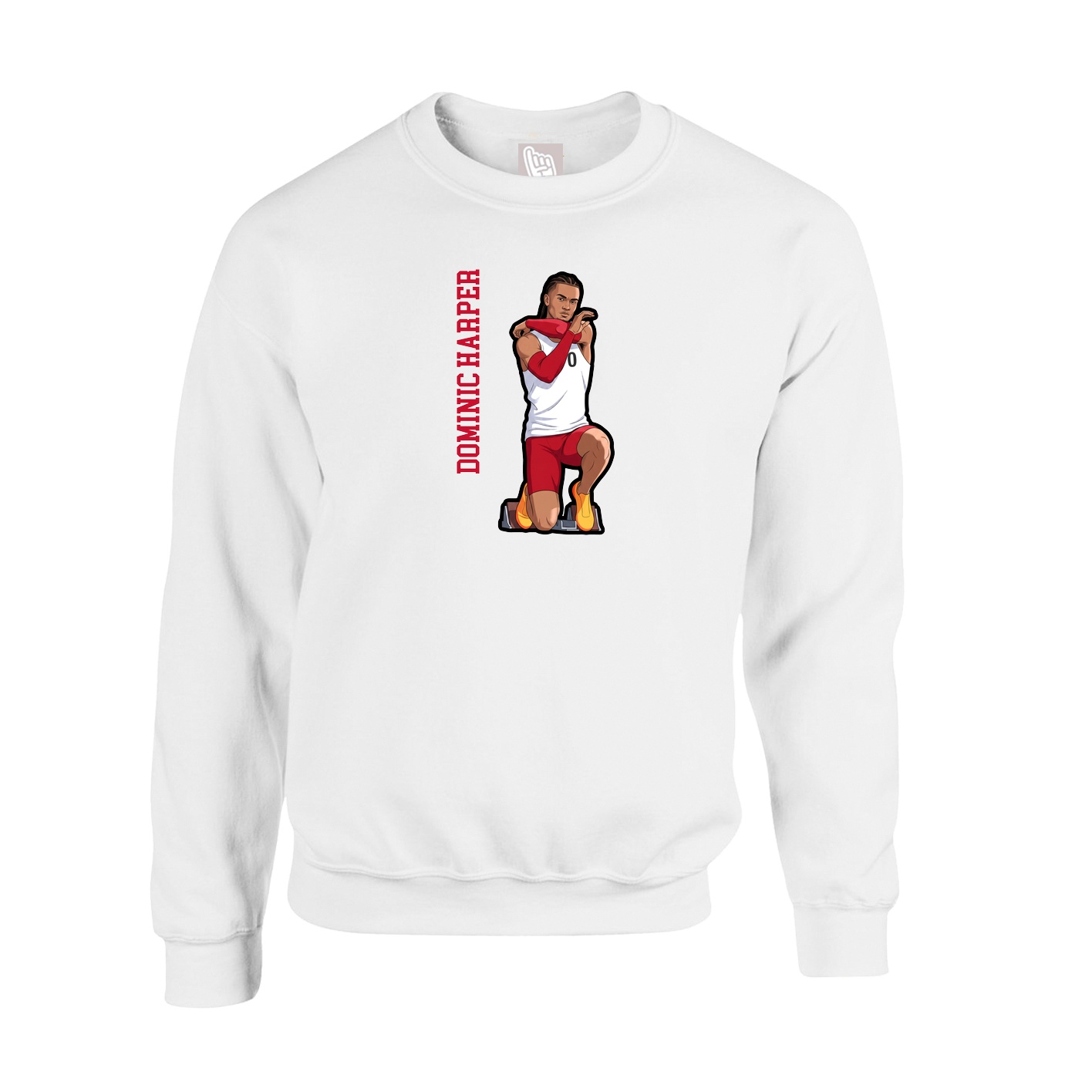 Fleece Crew — Name Vertical in White