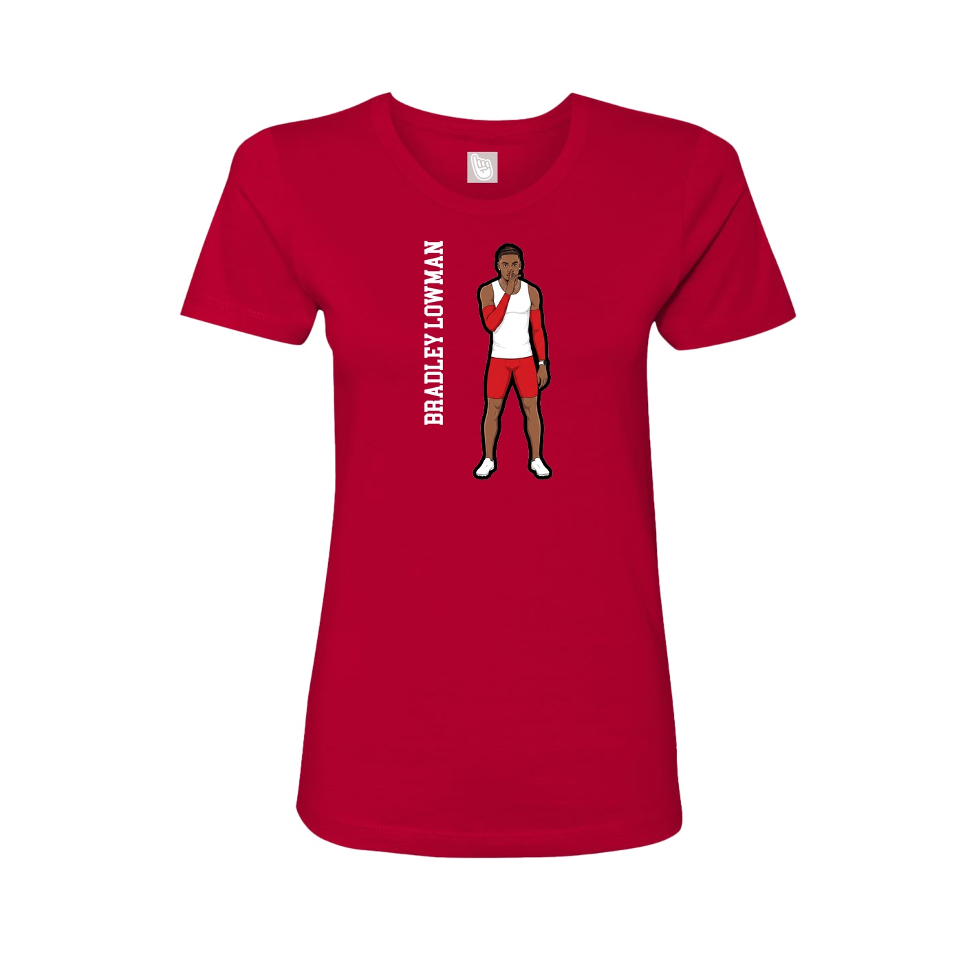 Womens Tee — Name Vertical in Red