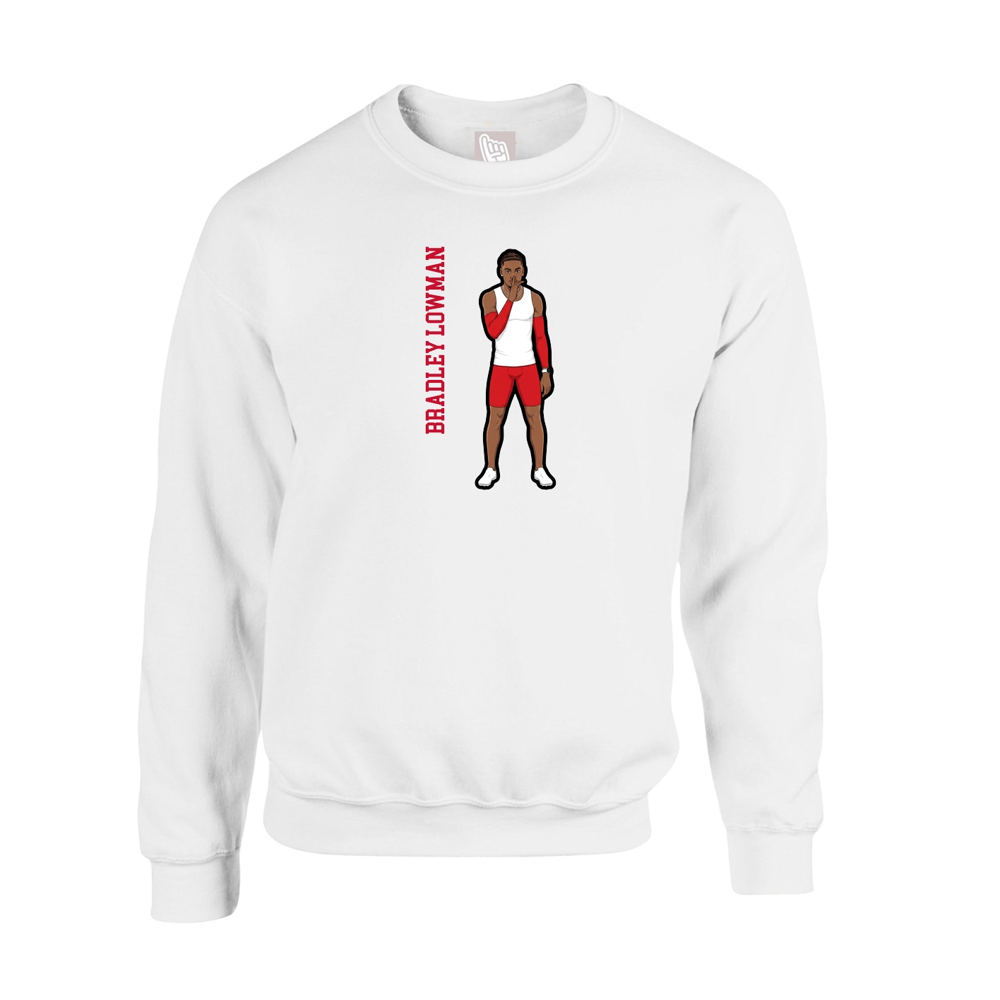 Fleece Crew — Name Vertical in White
