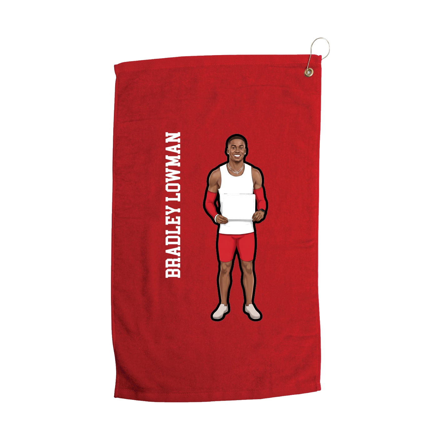 Golf Towel — Name Vertical in Red