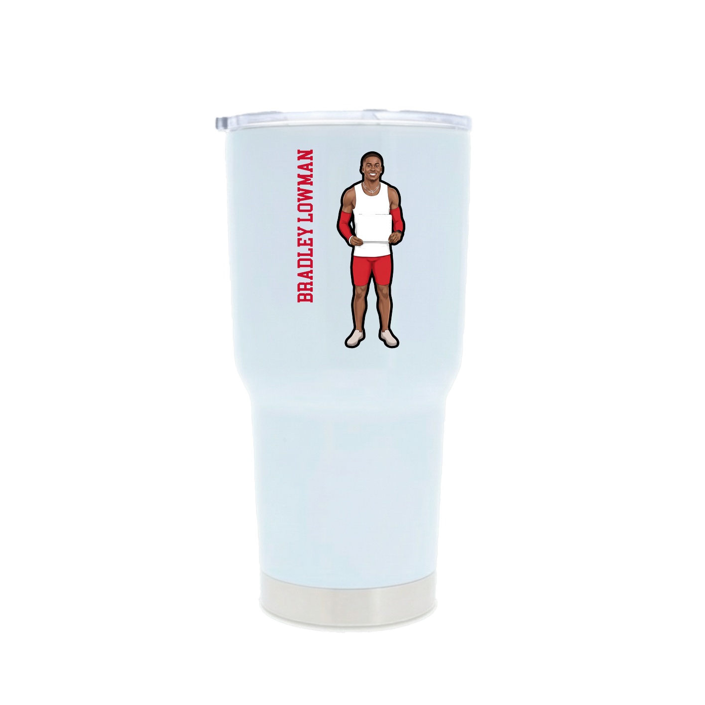 30oz Stainless Steel Tumbler — Name Vertical in White