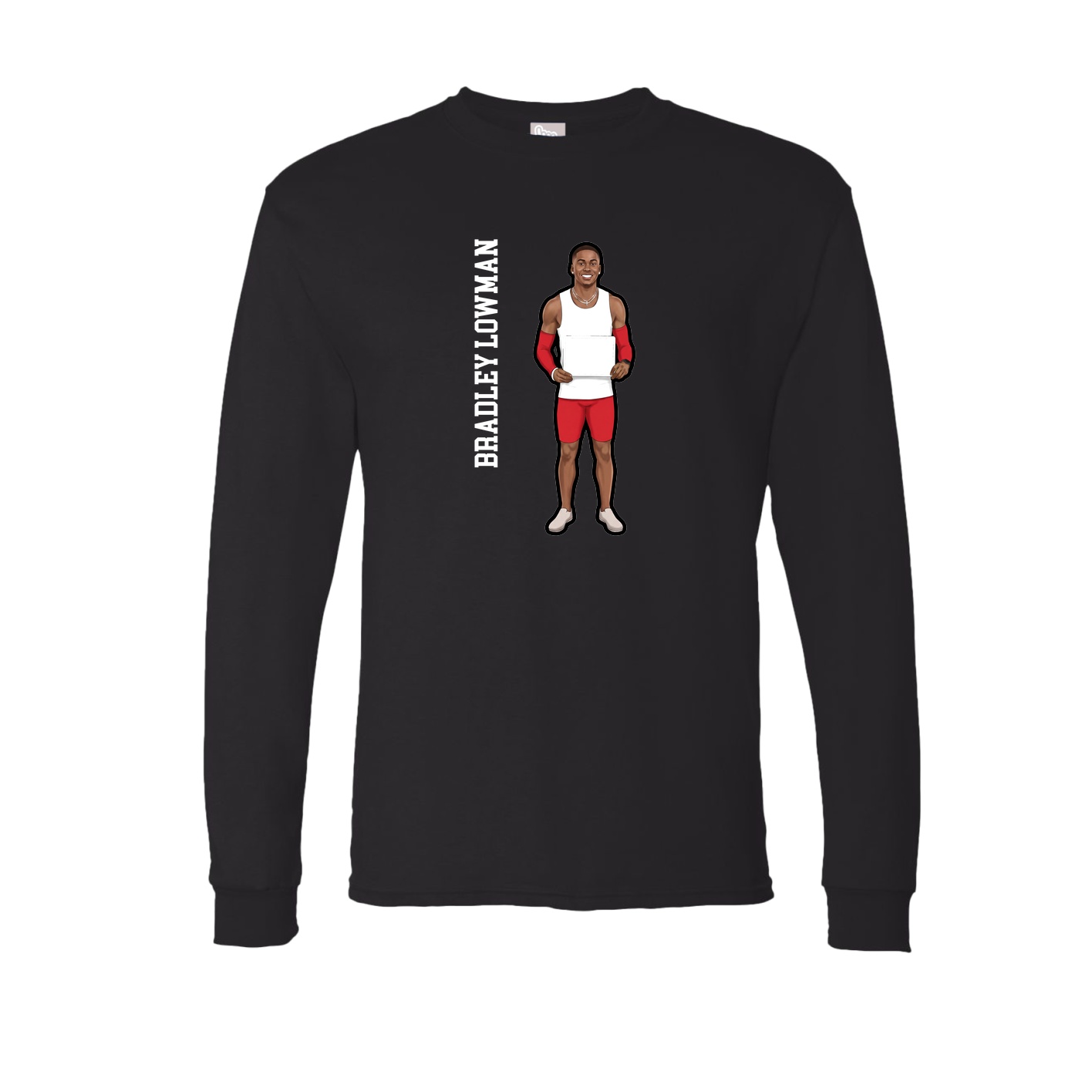 Long Sleeve Tee — Name Vertical in Black