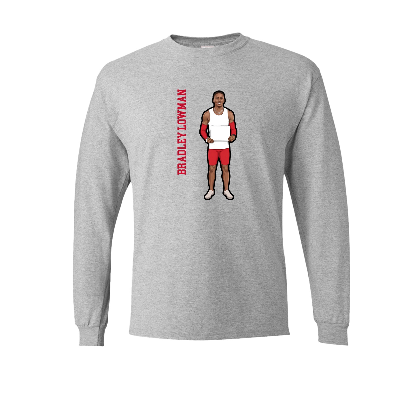 Long Sleeve Tee — Name Vertical in Grey