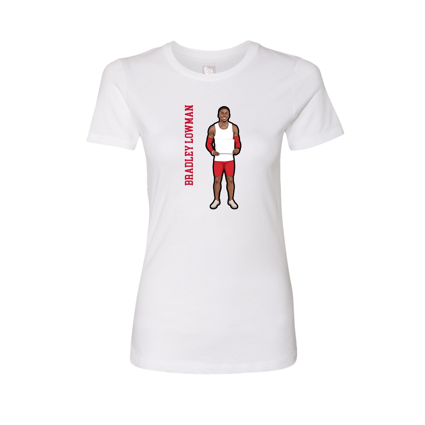 Womens Tee — Name Vertical in White