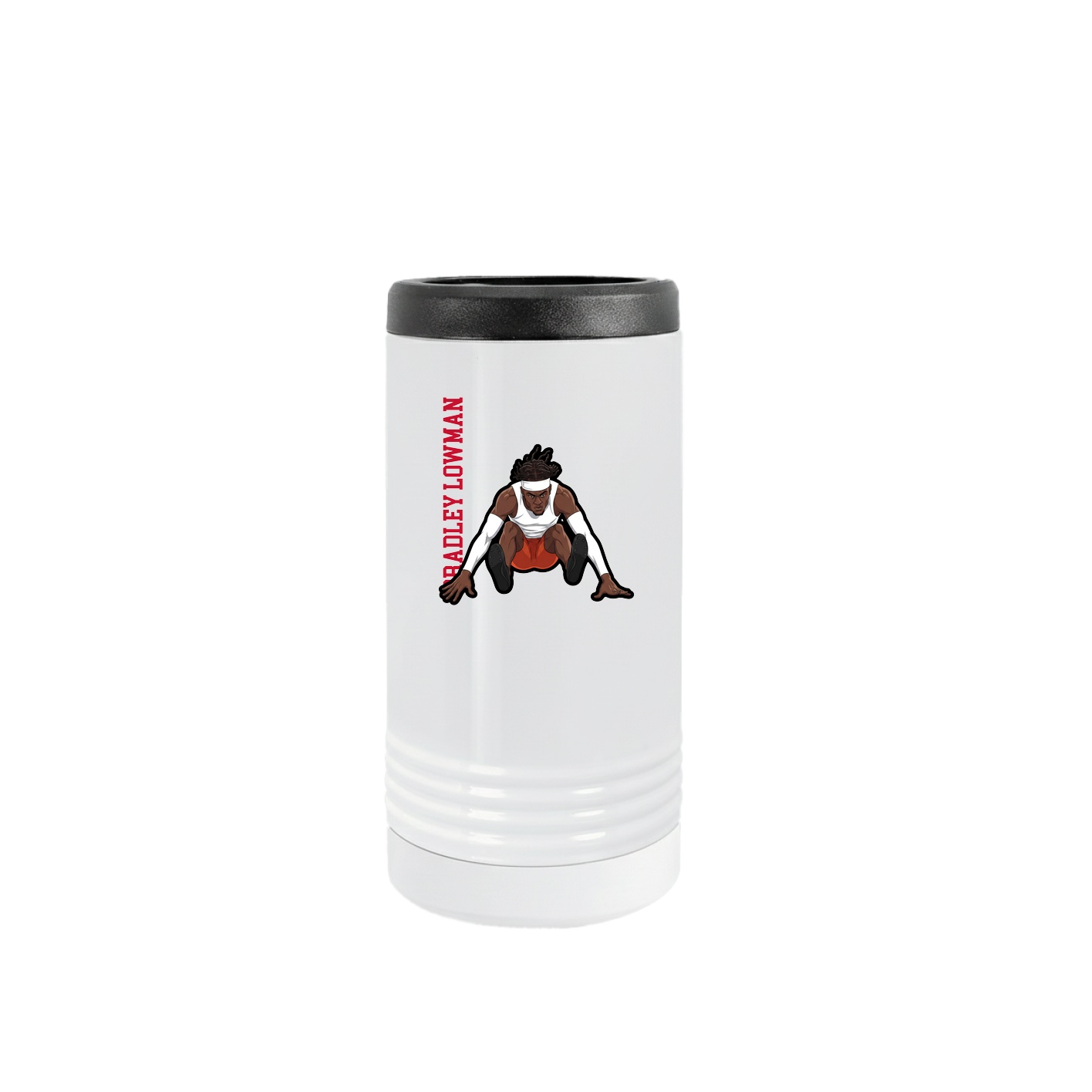 Slim Beverage Holder — Name Vertical in White