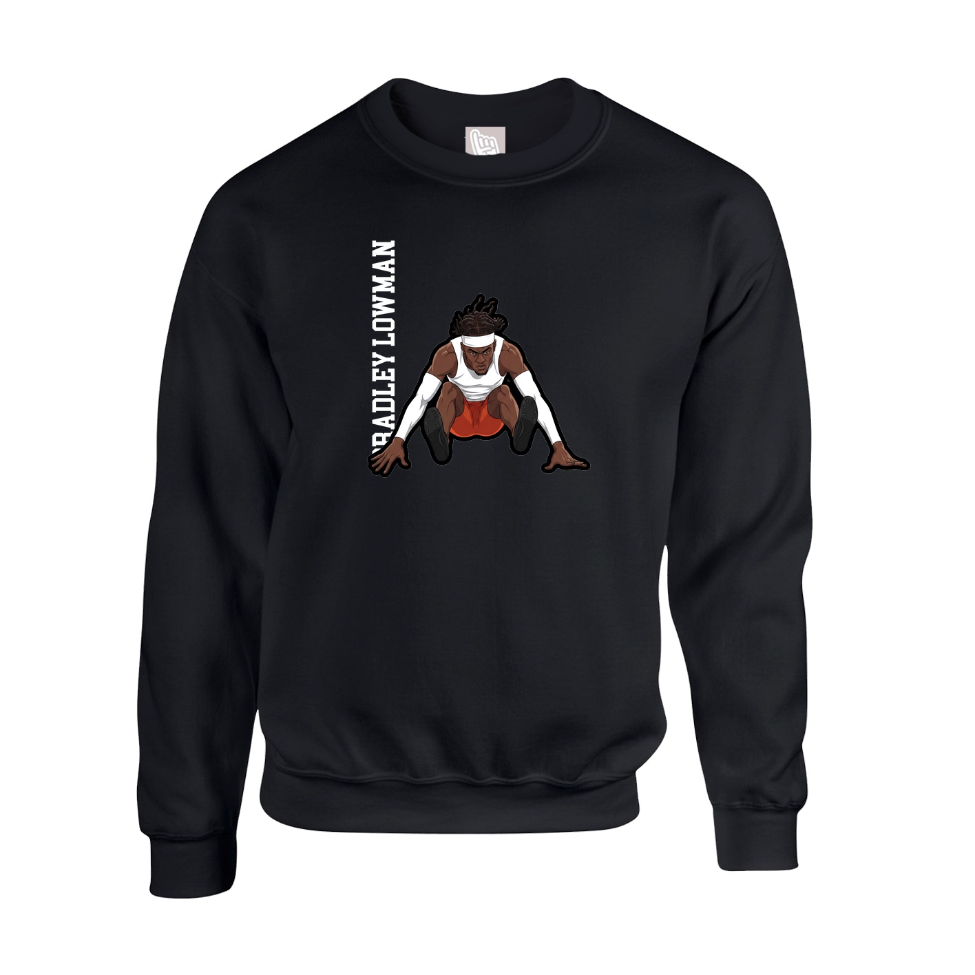 Fleece Crew — Name Vertical in Black