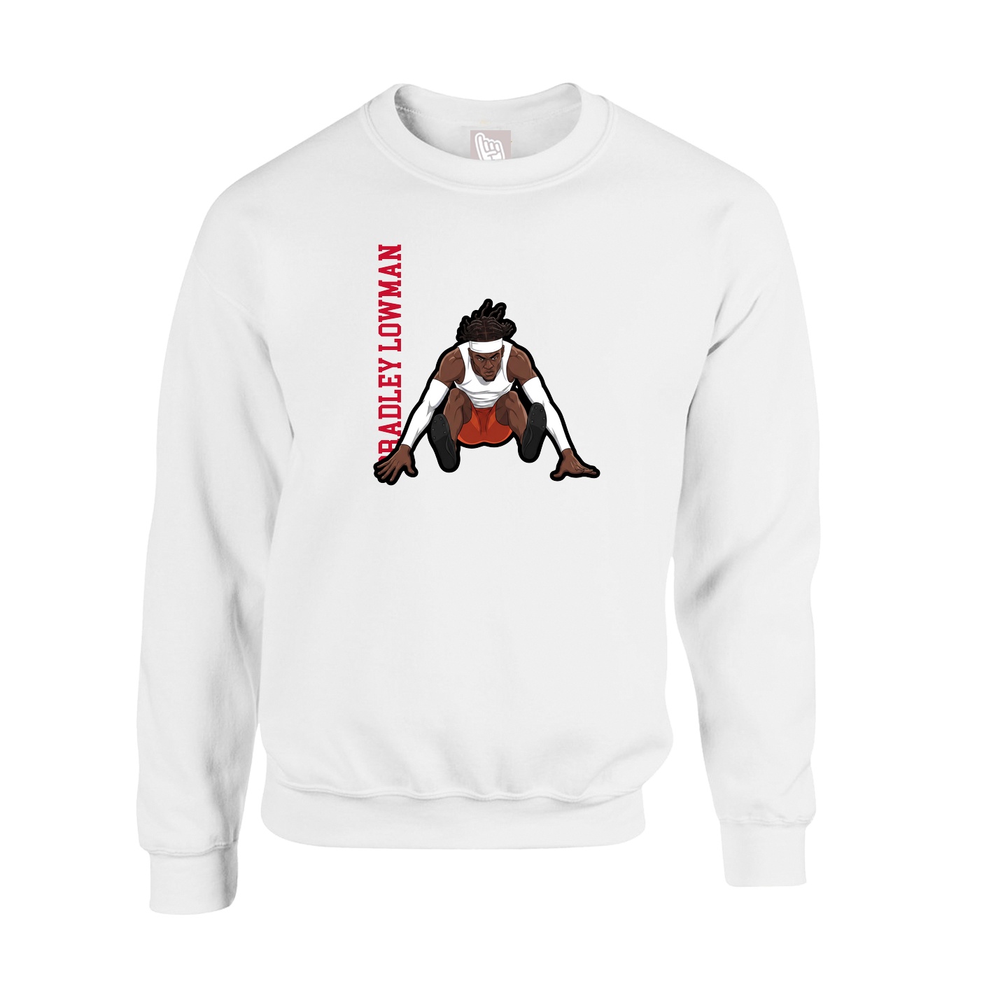 Fleece Crew — Name Vertical in White