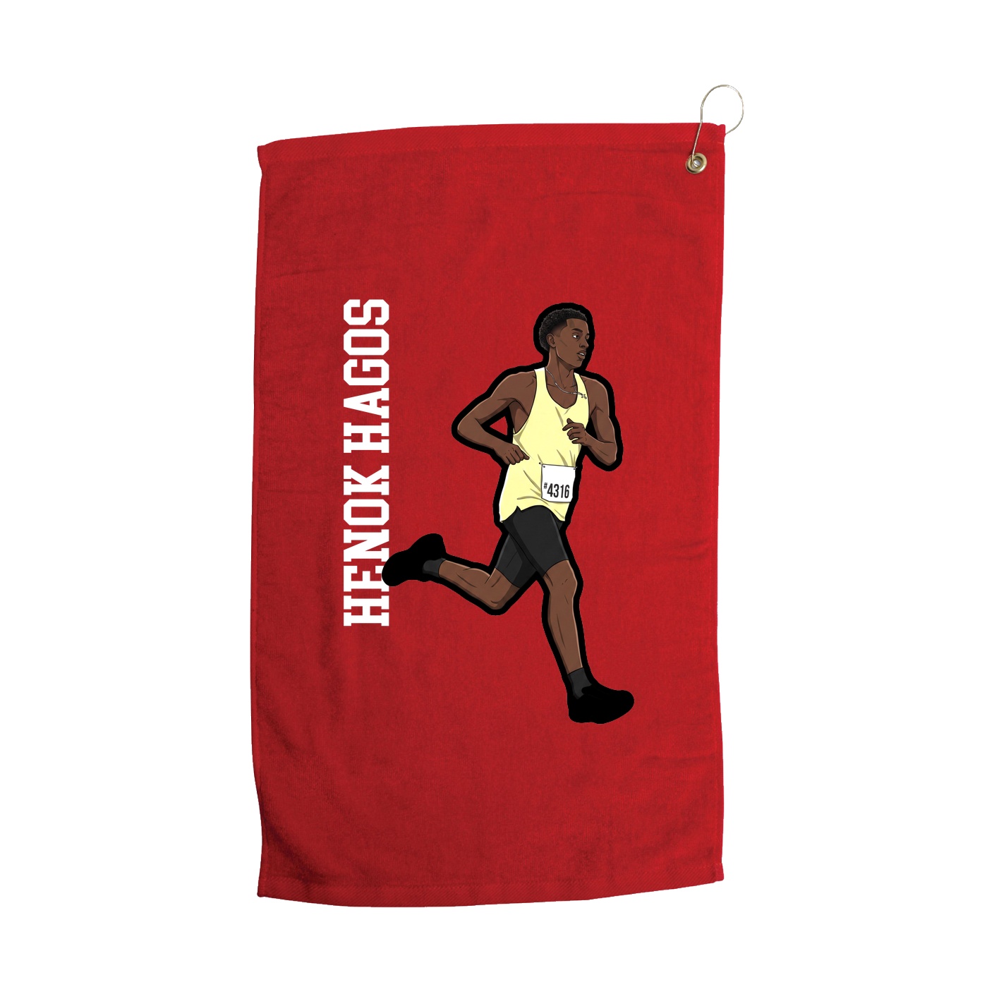 Golf Towel — Name Vertical in Red