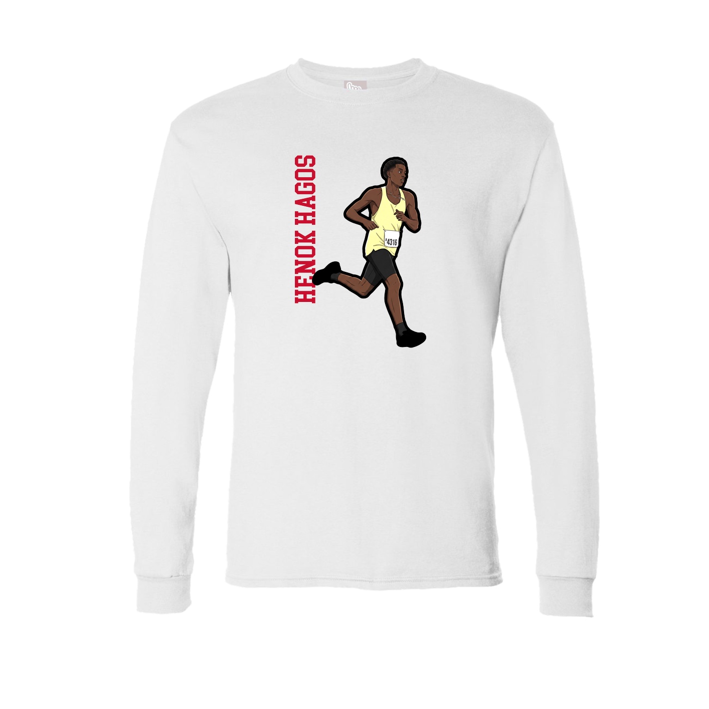 Long Sleeve Tee — Name Vertical in White