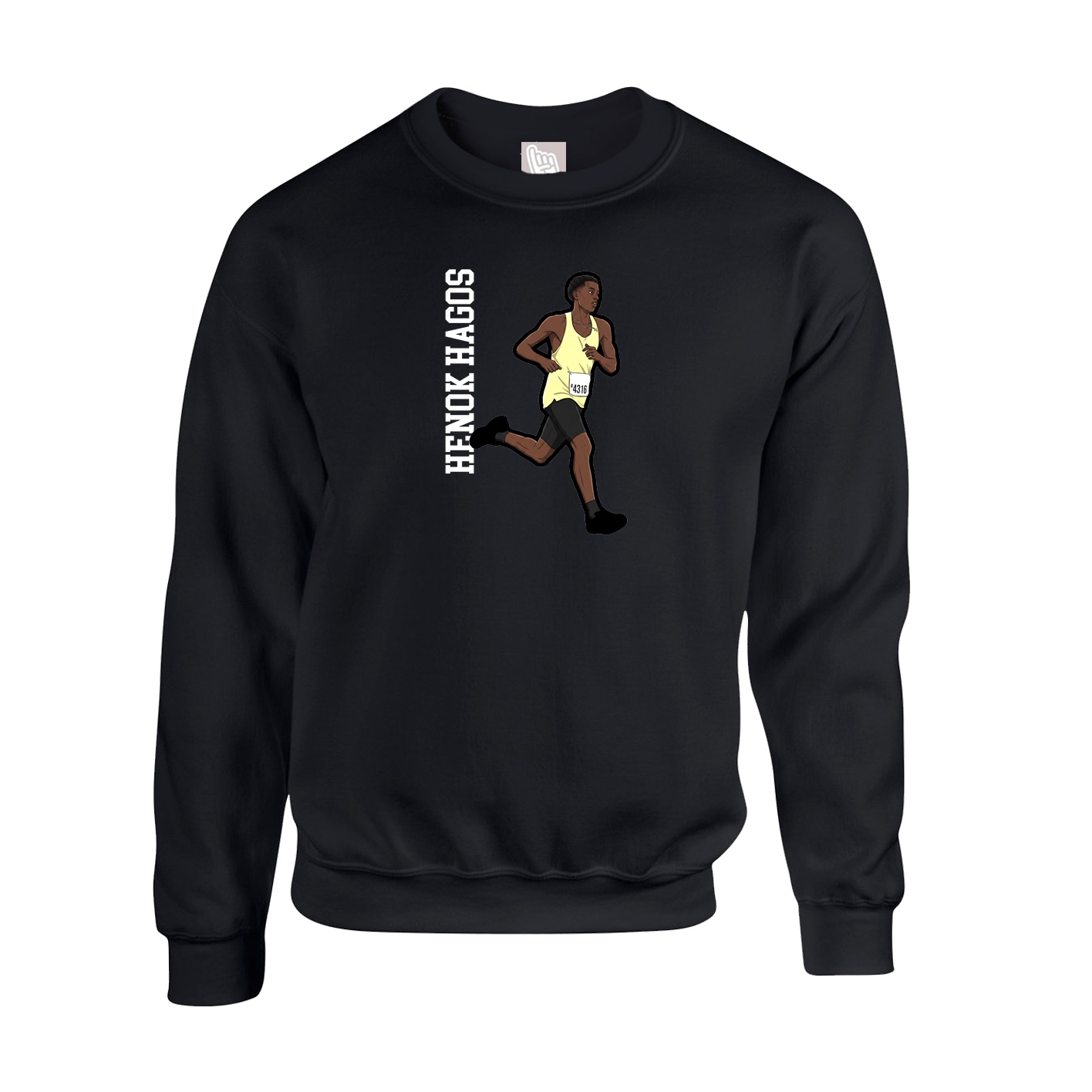 Fleece Crew — Name Vertical in Black