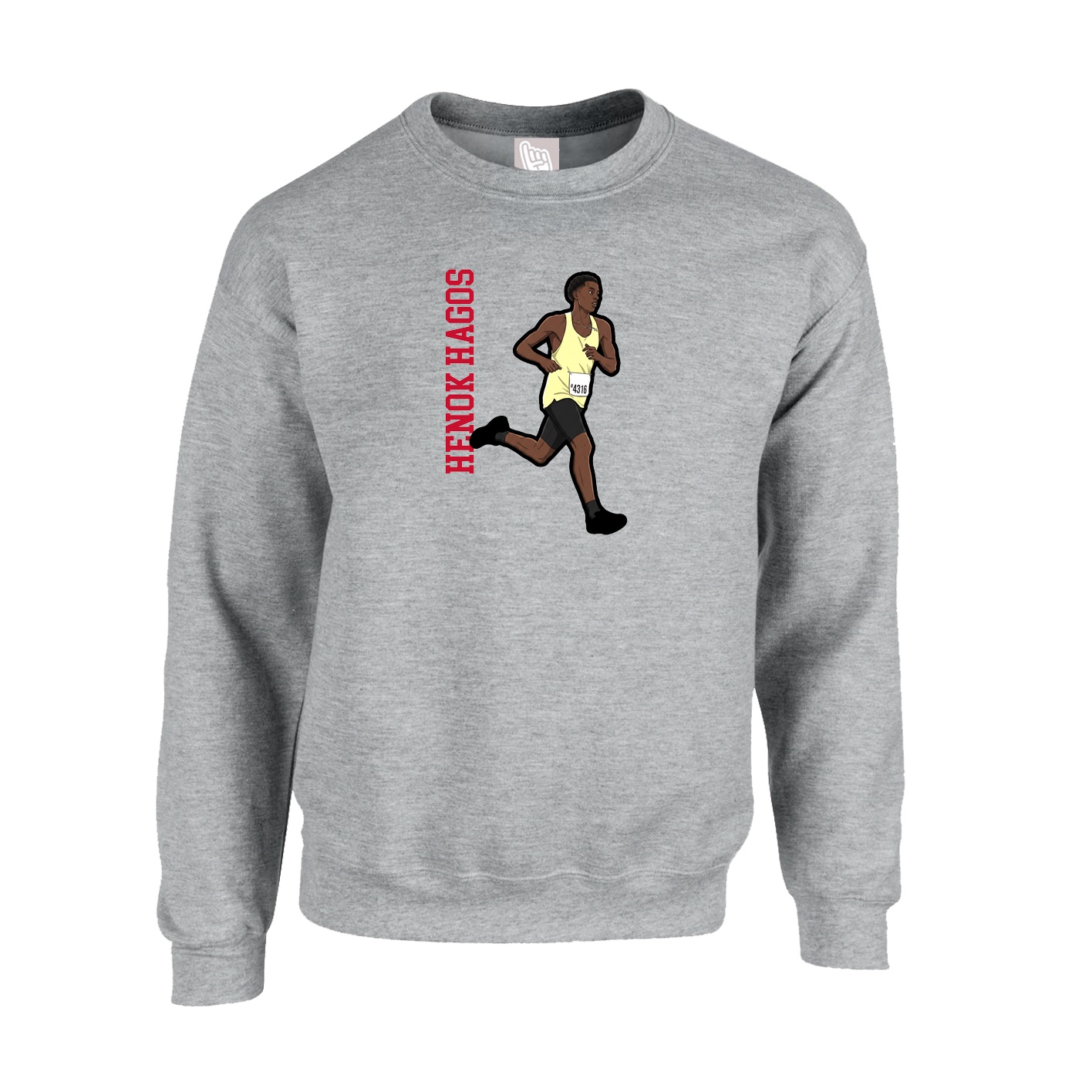 Fleece Crew — Name Vertical in Grey